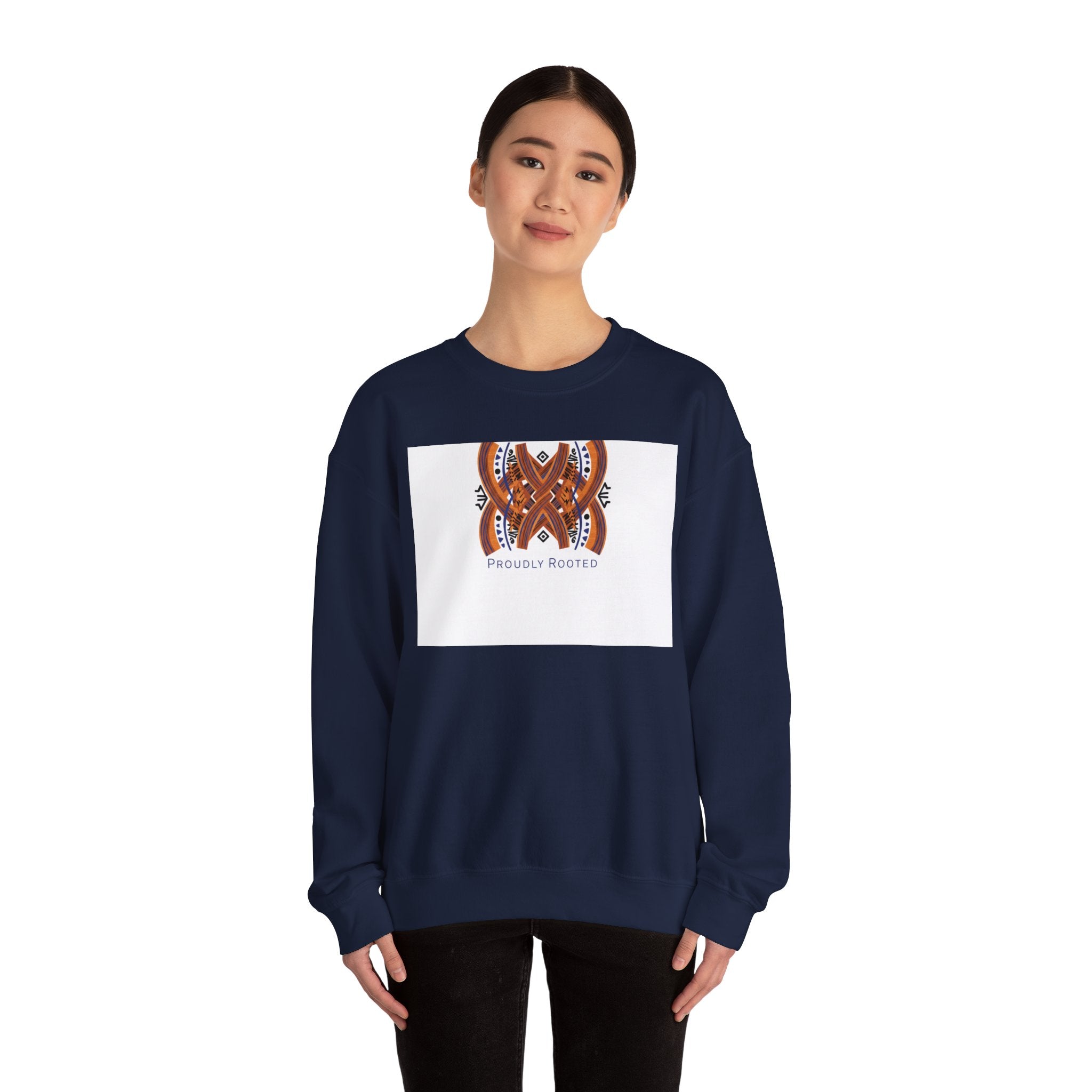 Mudcloth Inspired Motif Sweatshirt | Afro-Bohemian, indigo & ochre tribal pattern