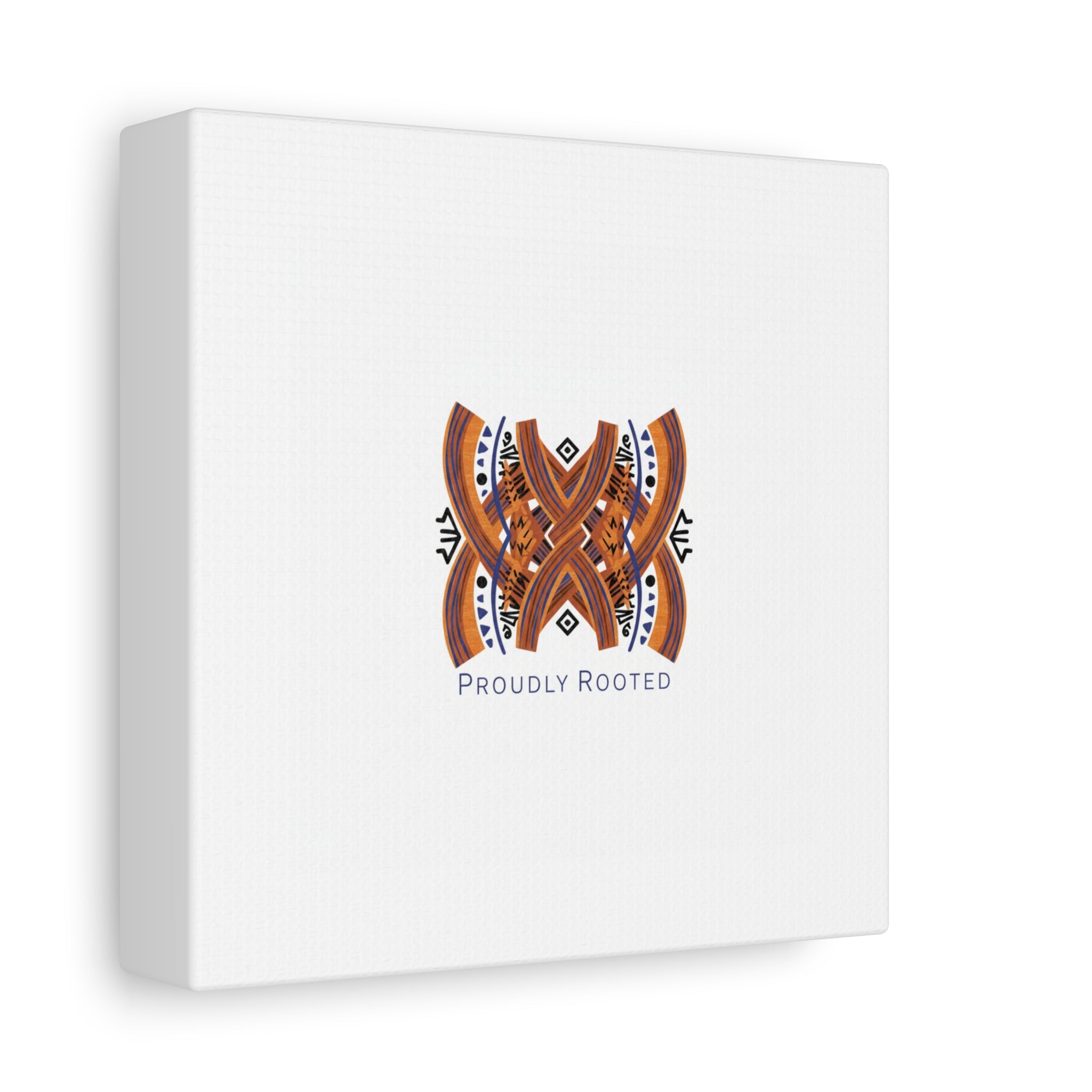 Mudcloth-Inspired Pattern "Proudly Rooted" Canvas | Afro-Bohemian, Indigo & Earth Tones
