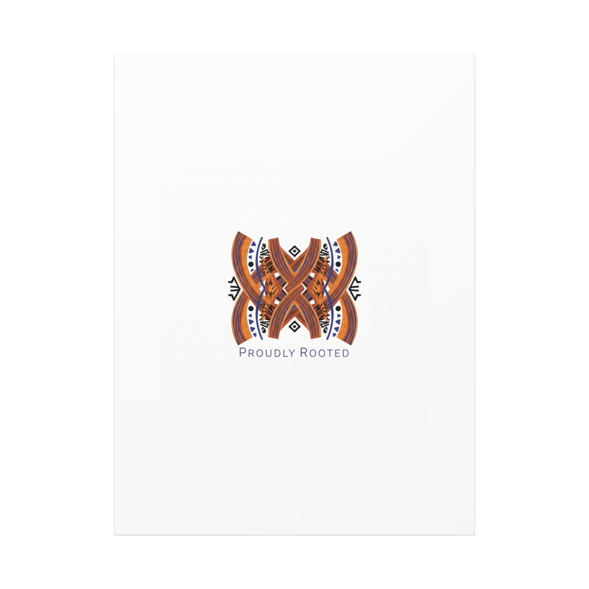 Mudcloth-Inspired Pattern "Proudly Rooted" Canvas | Afro-Bohemian, Indigo & Earth Tones