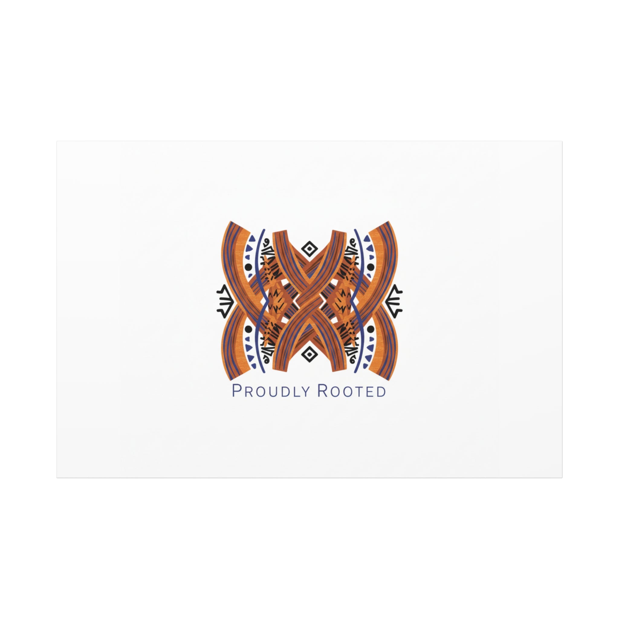 Mudcloth-Inspired Pattern "Proudly Rooted" Canvas | Afro-Bohemian, Indigo & Earth Tones