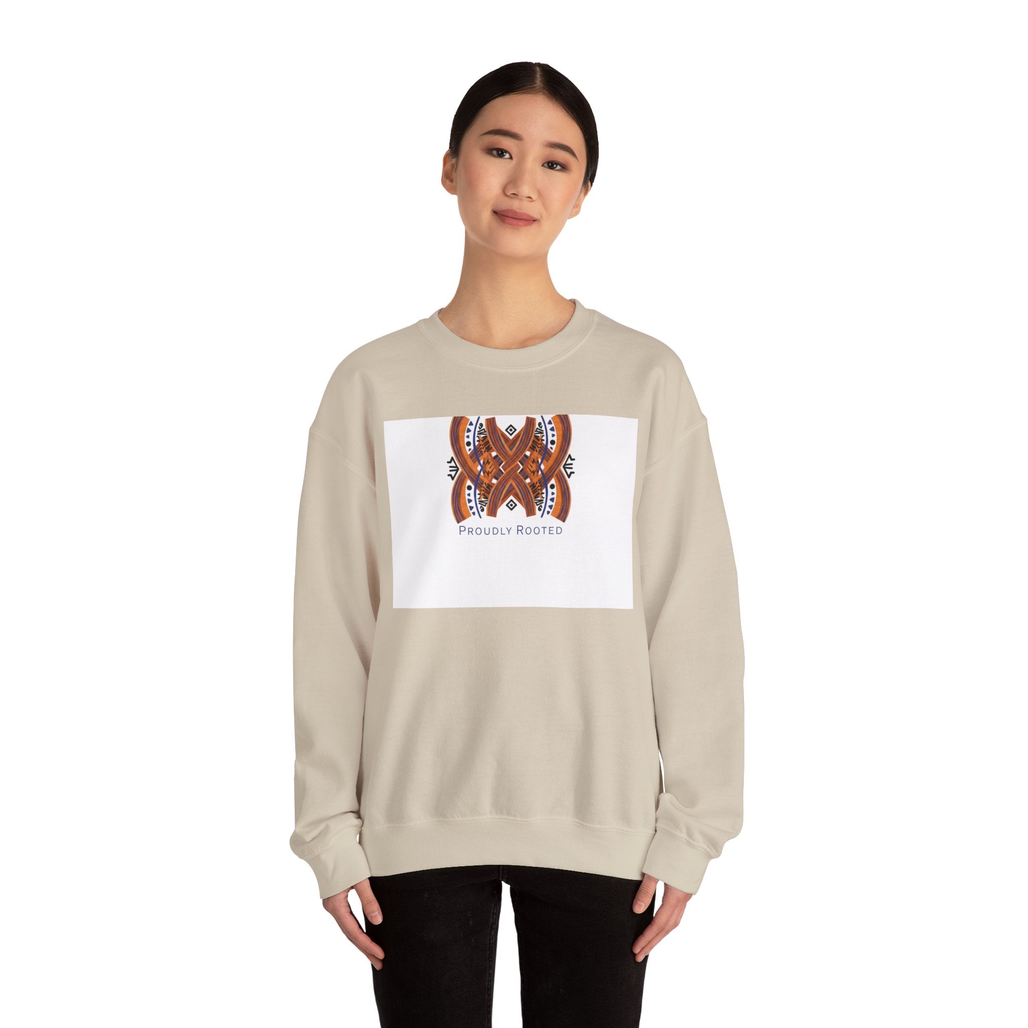 Mudcloth Inspired Motif Sweatshirt | Afro-Bohemian, indigo & ochre tribal pattern