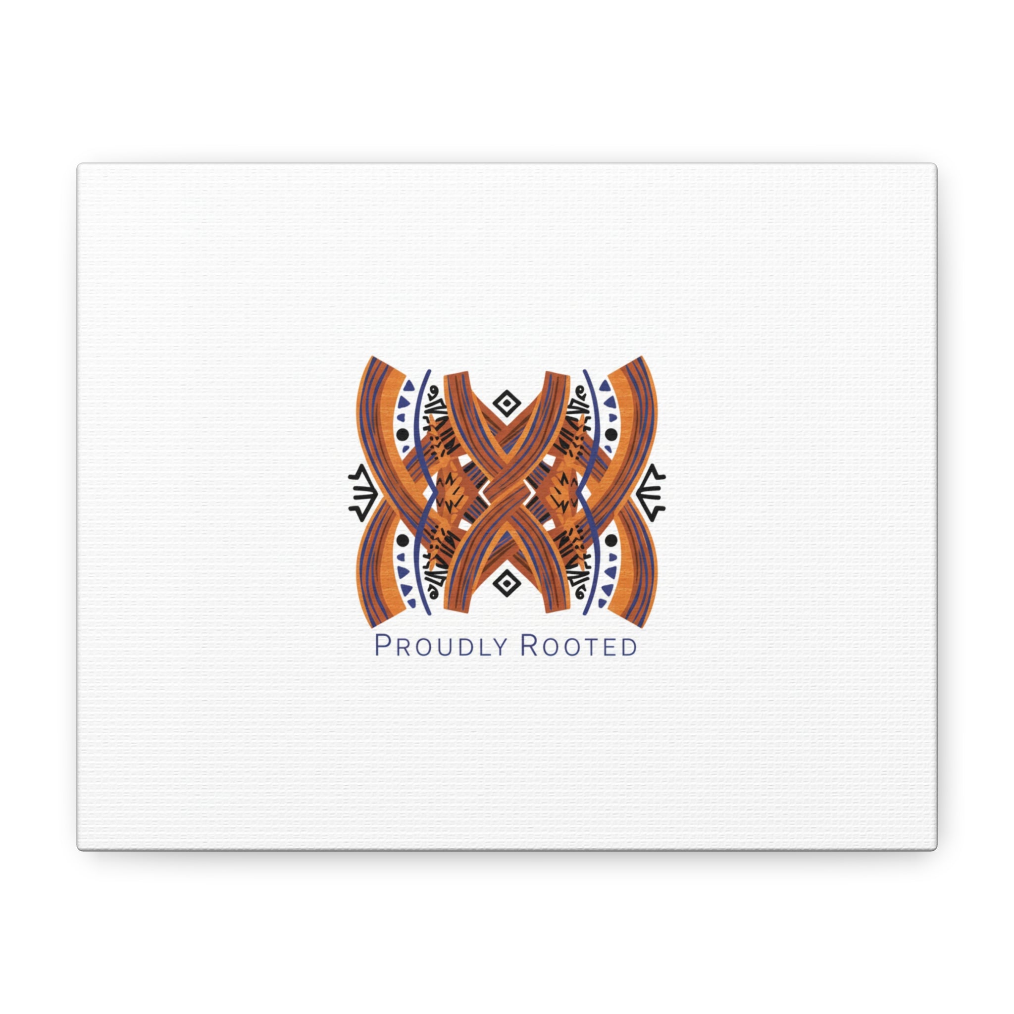 Mudcloth-Inspired Pattern "Proudly Rooted" Canvas | Afro-Bohemian, Indigo & Earth Tones