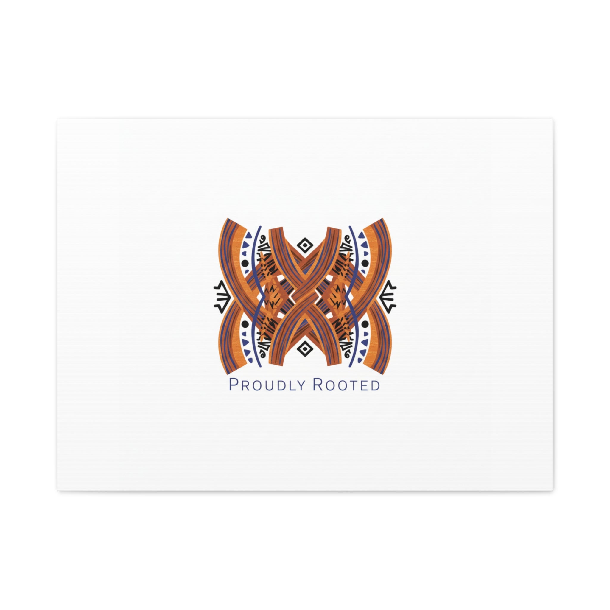 Mudcloth-Inspired Pattern "Proudly Rooted" Canvas | Afro-Bohemian, Indigo & Earth Tones