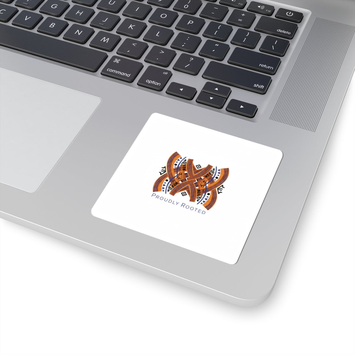 Proudly Rooted Mudcloth Motif Sticker | Afro-Bohemian, Indigo & Earth Tones