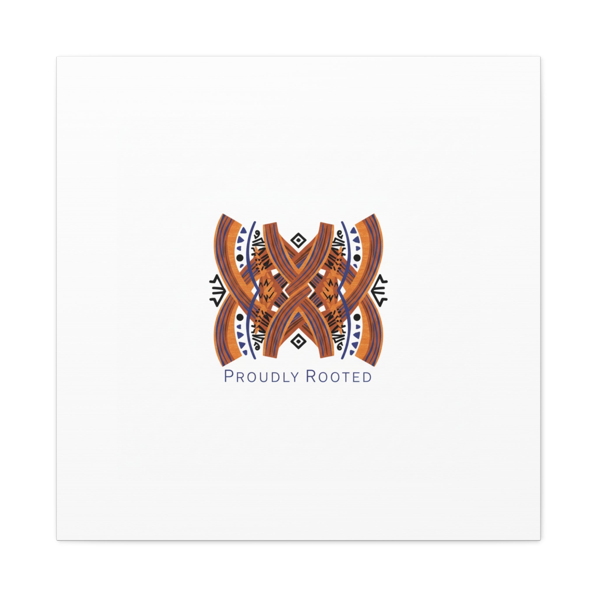 Mudcloth-Inspired Pattern "Proudly Rooted" Canvas | Afro-Bohemian, Indigo & Earth Tones