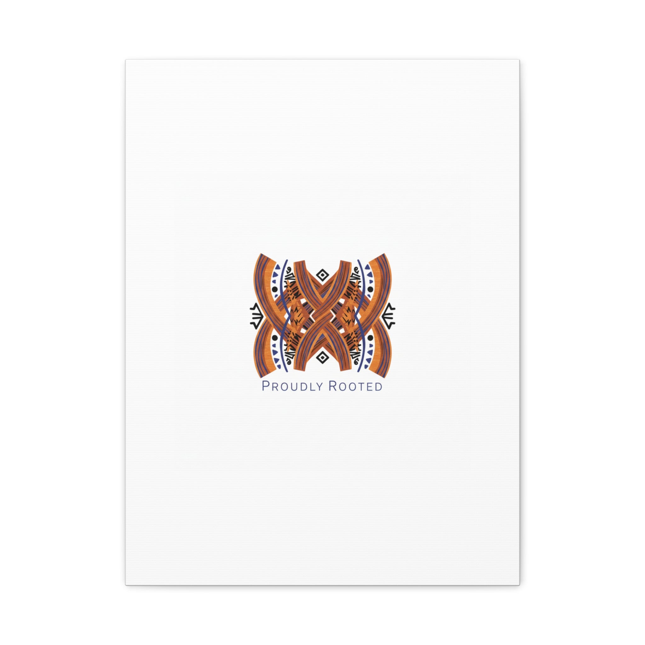 Mudcloth-Inspired Pattern "Proudly Rooted" Canvas | Afro-Bohemian, Indigo & Earth Tones