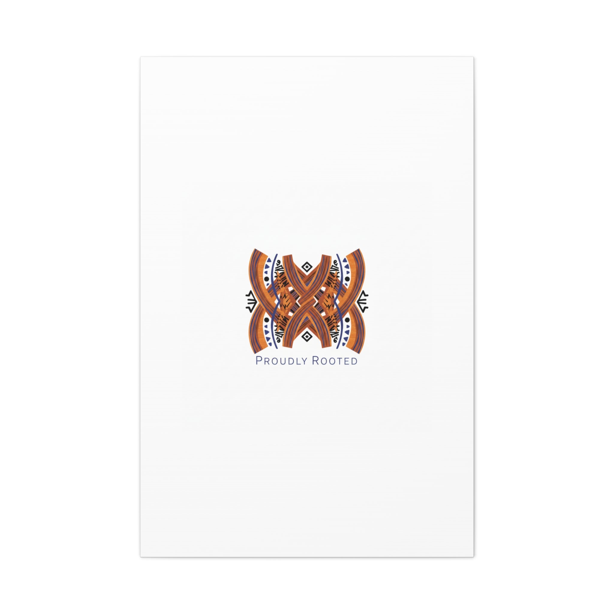 Mudcloth-Inspired Pattern "Proudly Rooted" Canvas | Afro-Bohemian, Indigo & Earth Tones