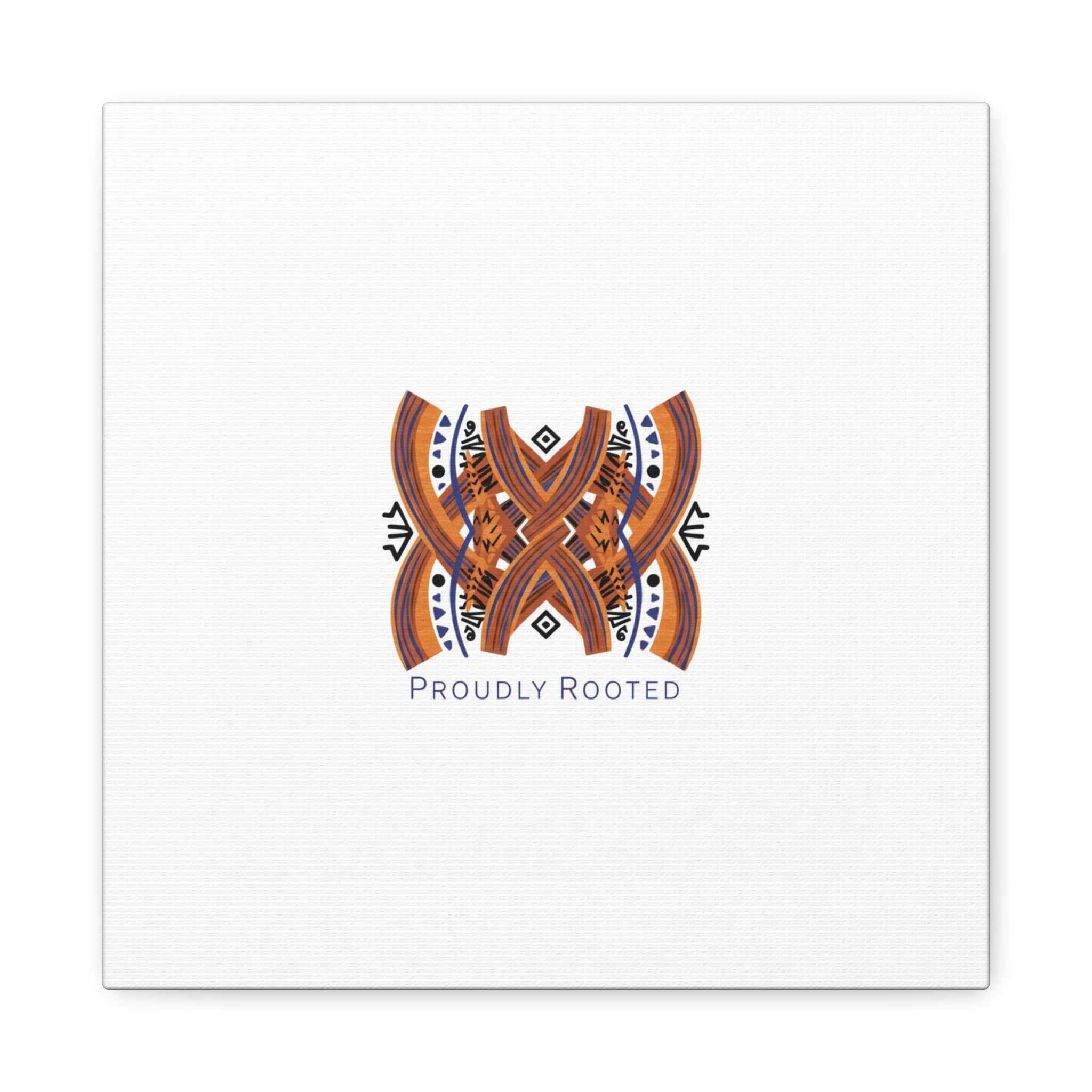 Mudcloth-Inspired Pattern "Proudly Rooted" Canvas | Afro-Bohemian, Indigo & Earth Tones