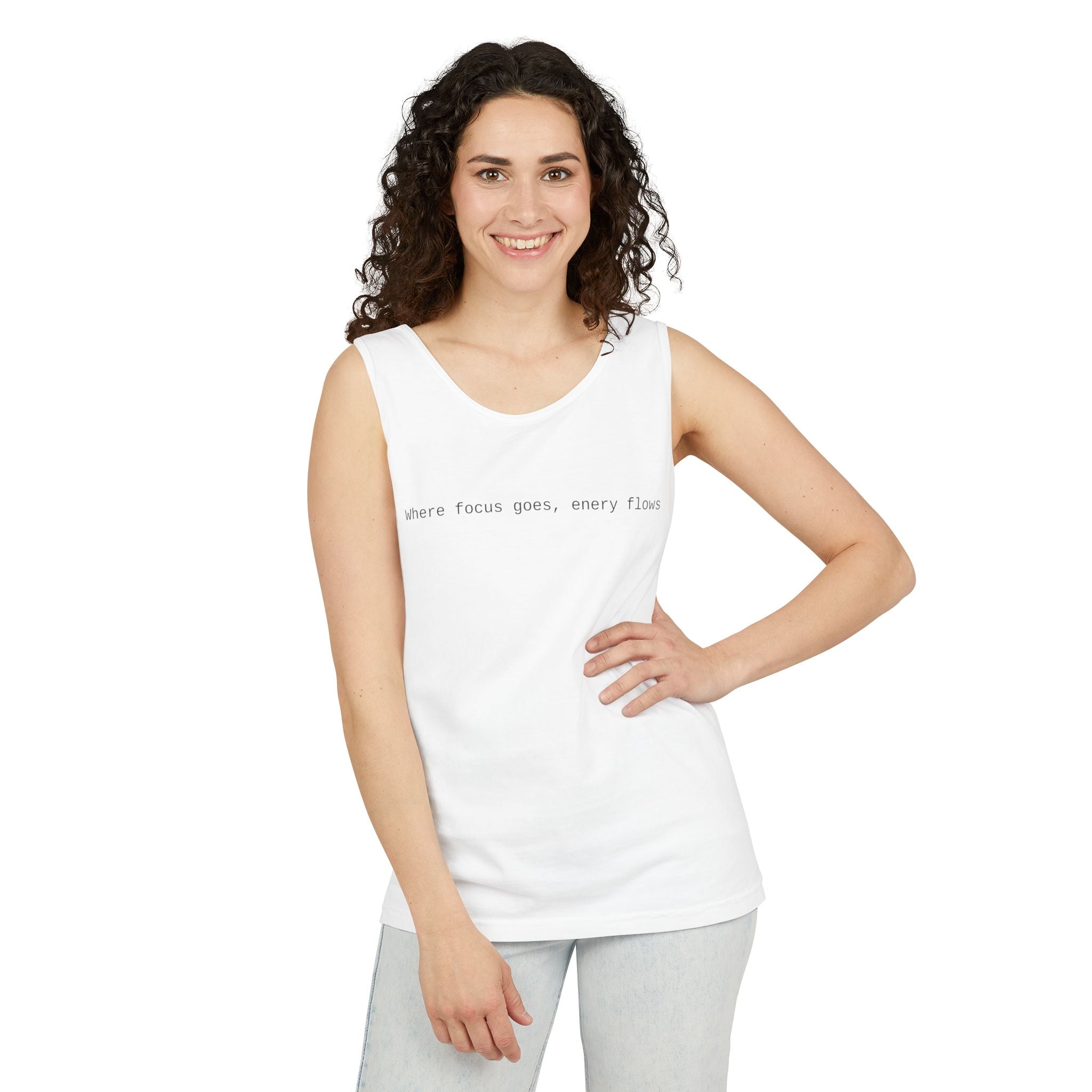 Motivational Unisex Garment-Dyed Tank Top -"Where Focus Goes, Energy Flows"