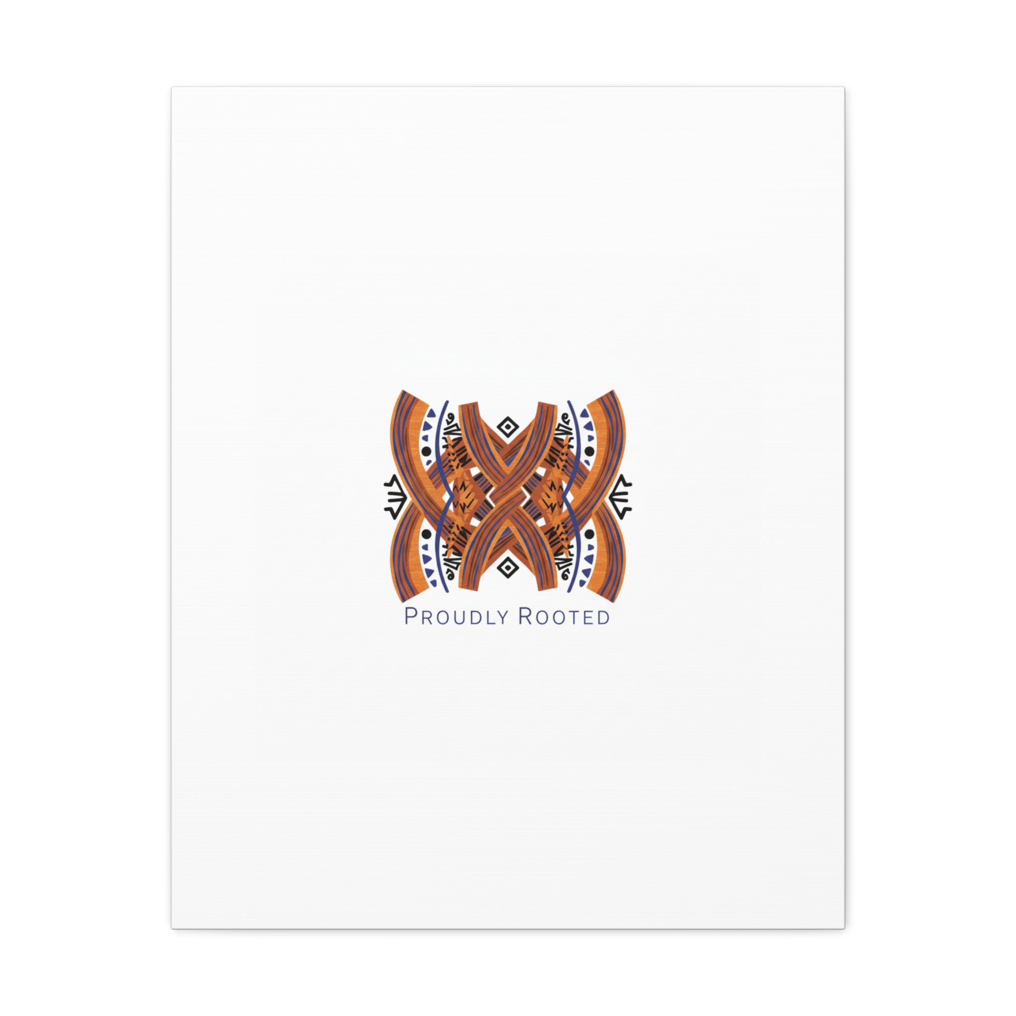 Mudcloth-Inspired Pattern "Proudly Rooted" Canvas | Afro-Bohemian, Indigo & Earth Tones