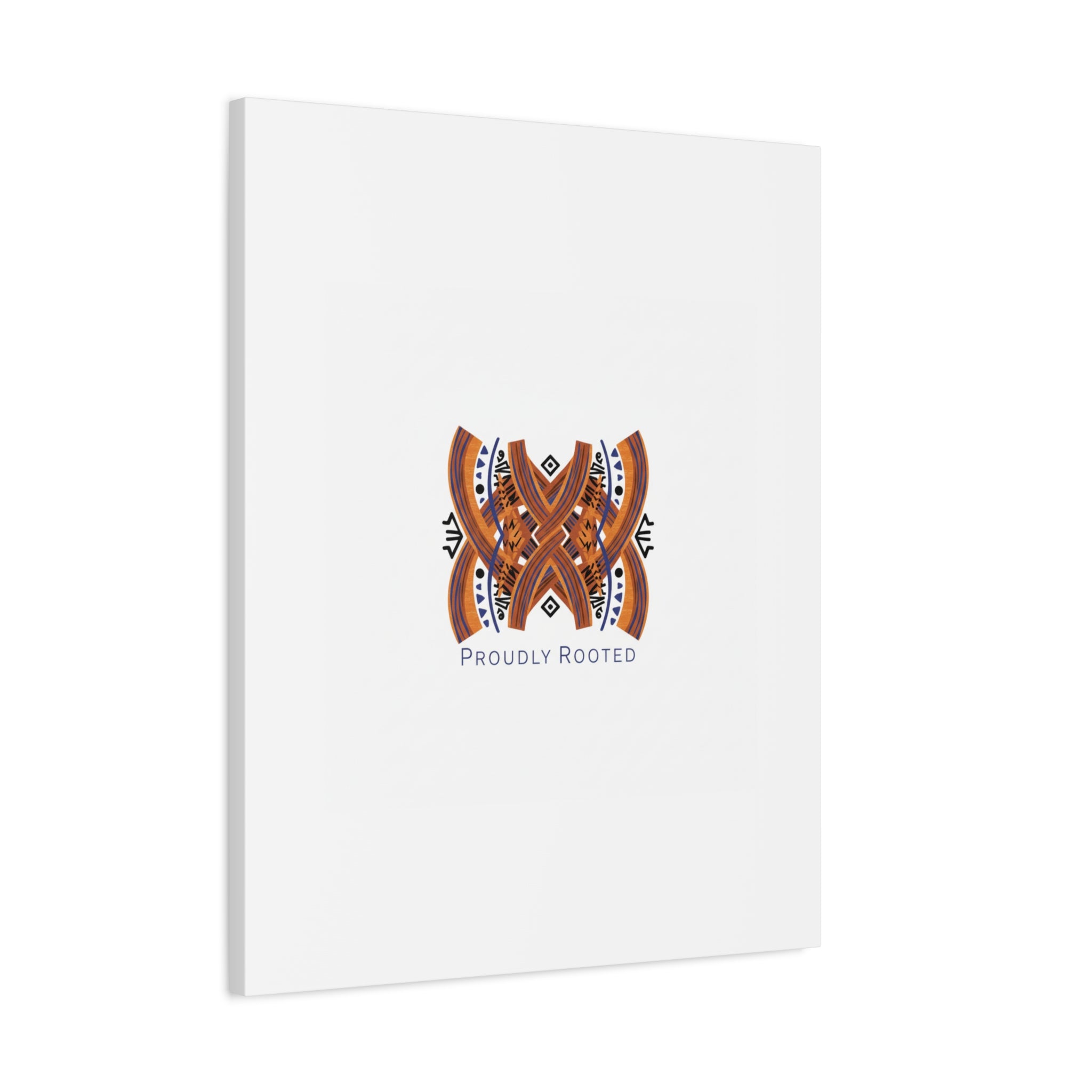 Mudcloth-Inspired Pattern "Proudly Rooted" Canvas | Afro-Bohemian, Indigo & Earth Tones