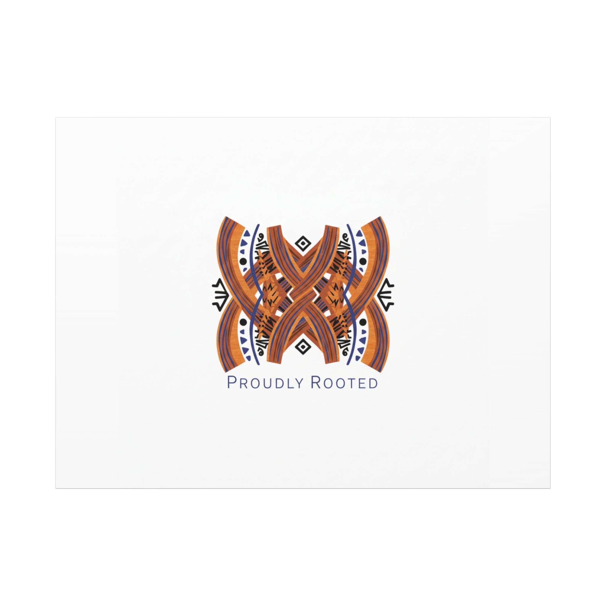 Mudcloth-Inspired Pattern "Proudly Rooted" Canvas | Afro-Bohemian, Indigo & Earth Tones