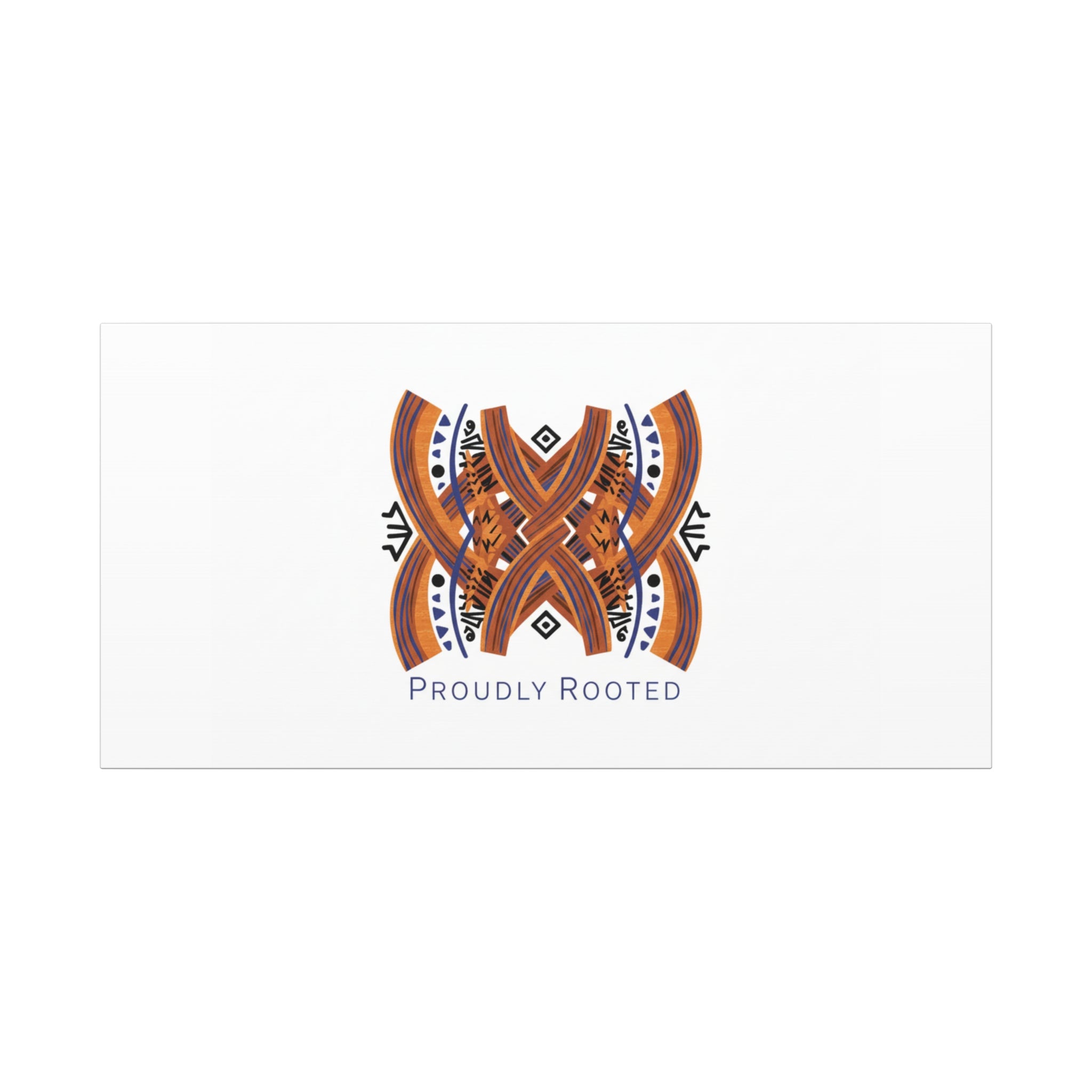Mudcloth-Inspired Pattern "Proudly Rooted" Canvas | Afro-Bohemian, Indigo & Earth Tones