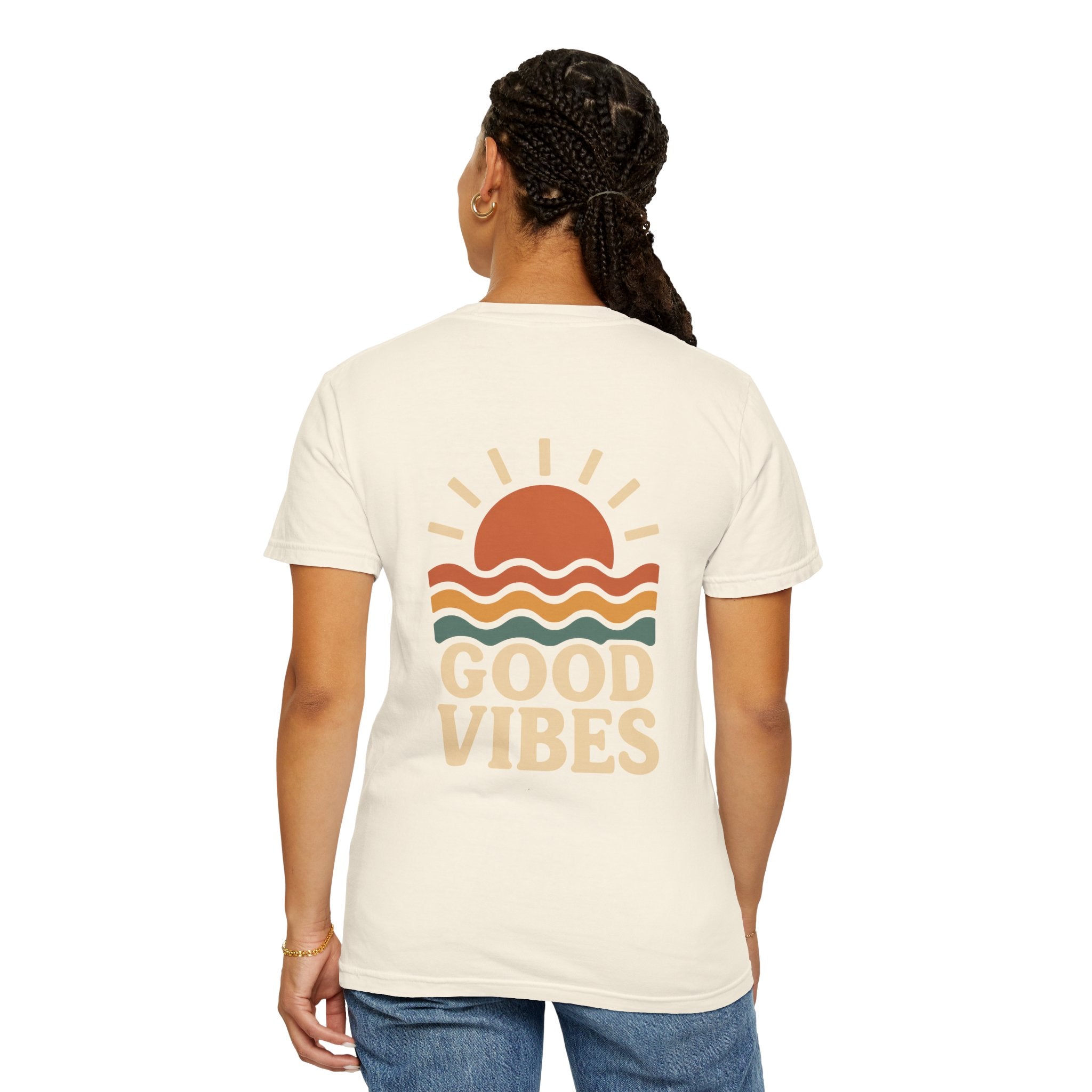 Unisex Garment-Dyed T-Shirt - Good Vibes Sunset Design