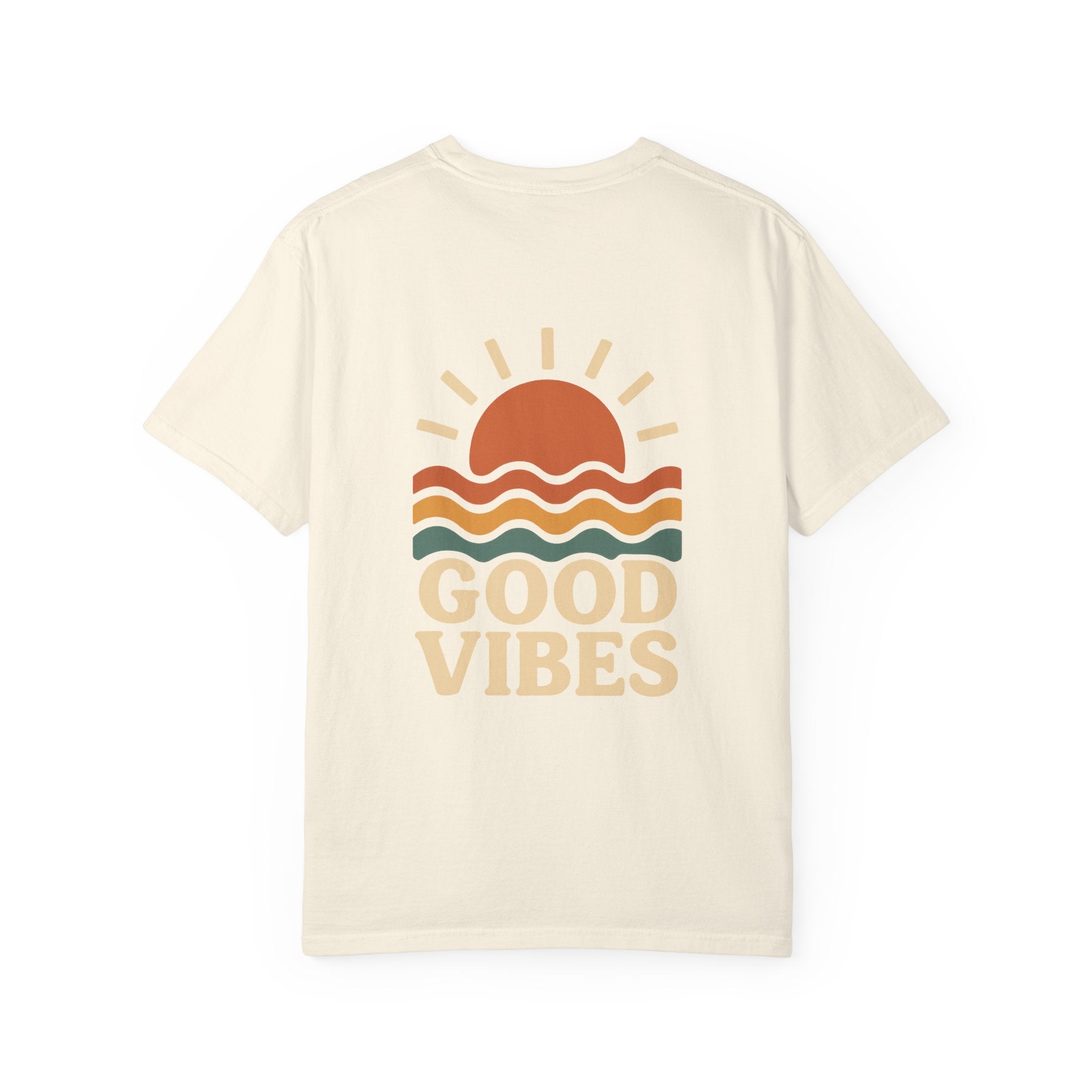 Unisex Garment-Dyed T-Shirt - Good Vibes Sunset Design