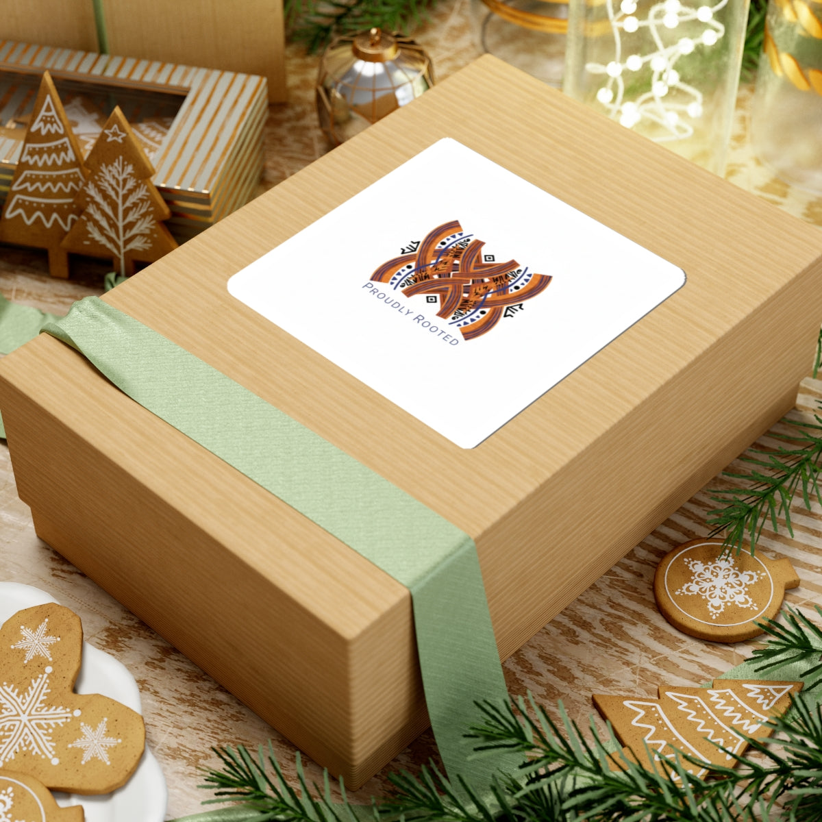 Proudly Rooted Mudcloth Motif Sticker | Afro-Bohemian, Indigo & Earth Tones