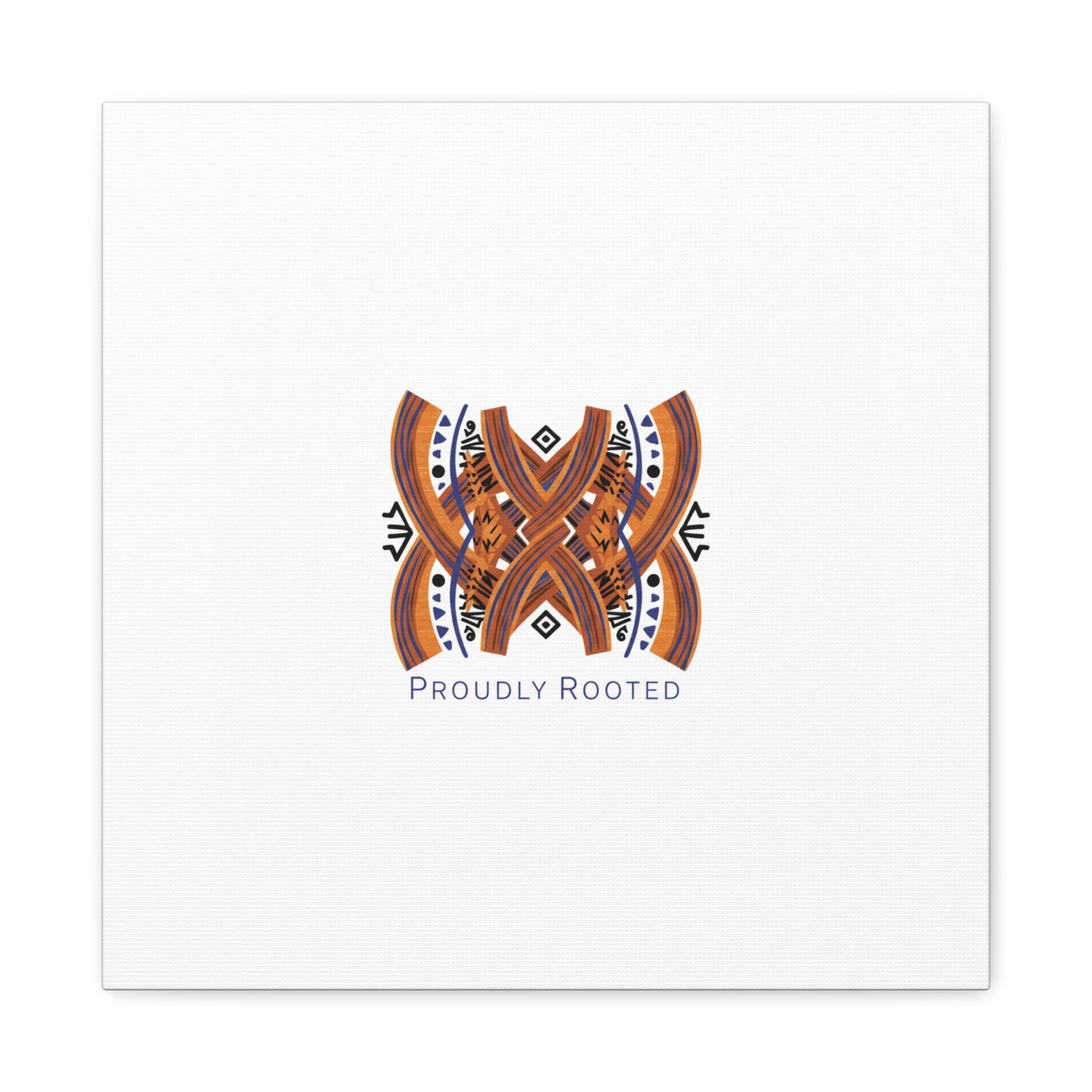 Mudcloth-Inspired Pattern "Proudly Rooted" Canvas | Afro-Bohemian, Indigo & Earth Tones