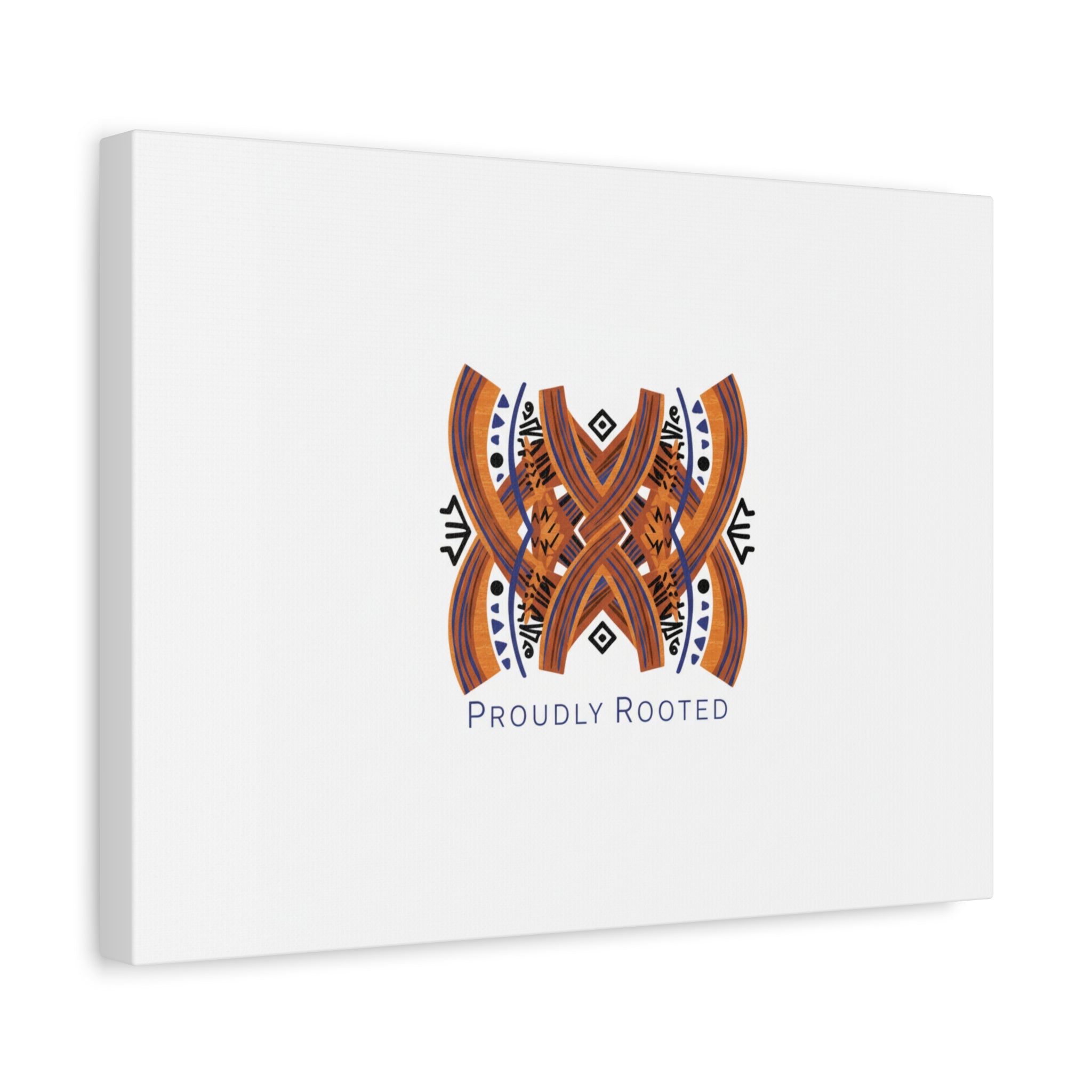 Mudcloth-Inspired Pattern "Proudly Rooted" Canvas | Afro-Bohemian, Indigo & Earth Tones