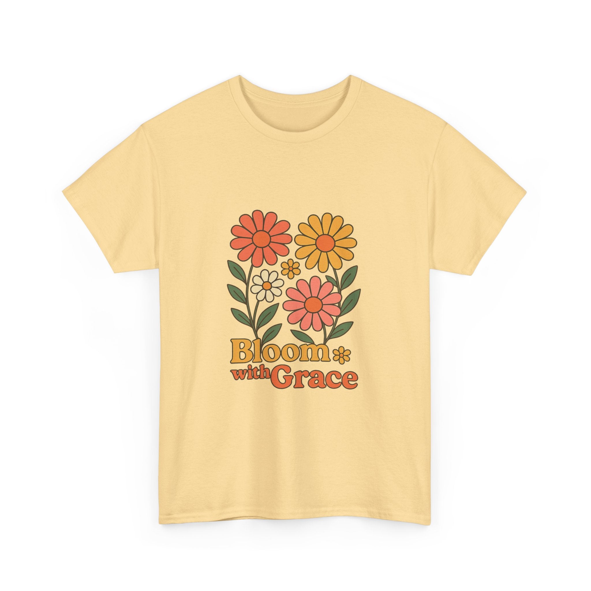 Bloom with Grace Unisex Heavy Cotton Tee - Positive Floral Graphic Tee