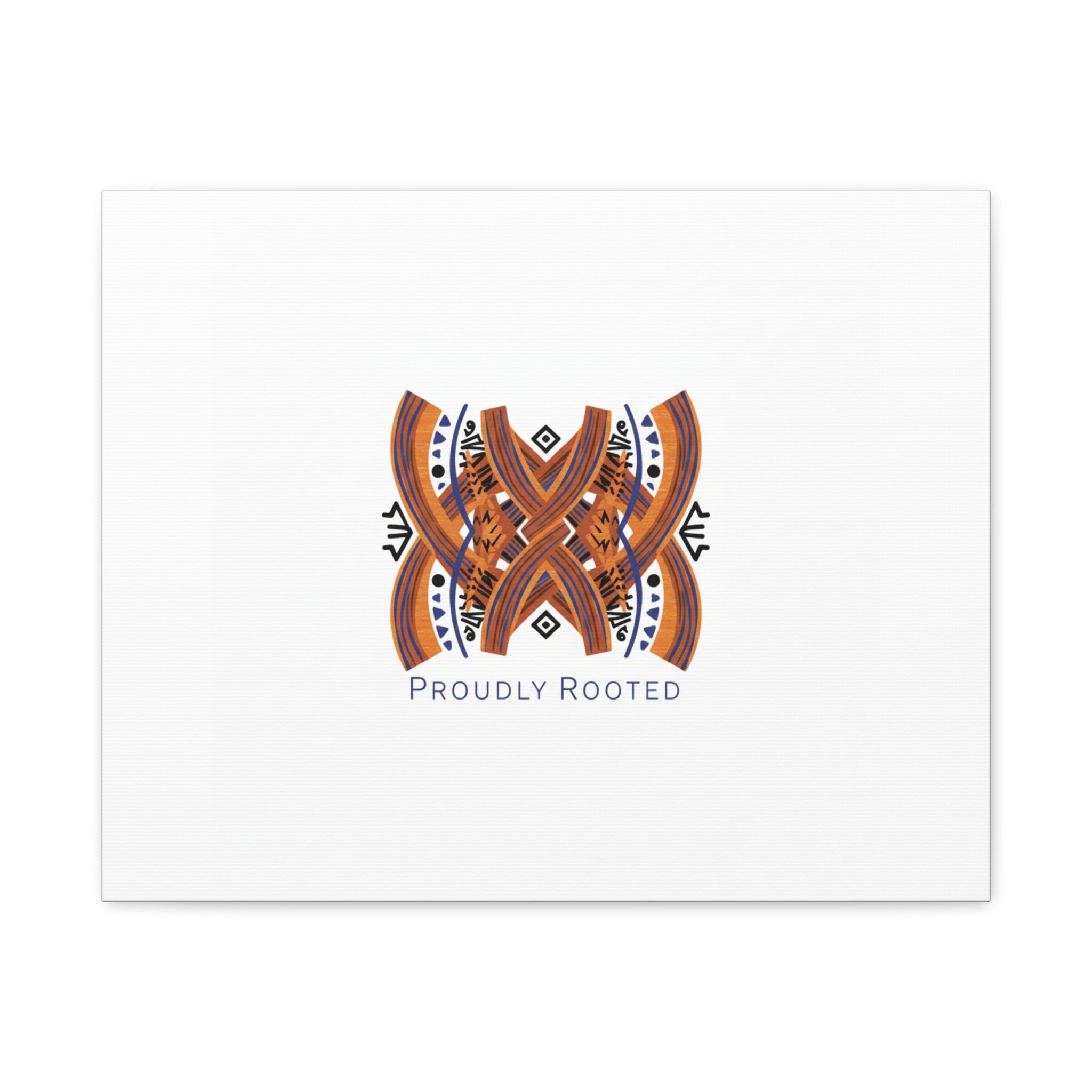 Mudcloth-Inspired Pattern "Proudly Rooted" Canvas | Afro-Bohemian, Indigo & Earth Tones