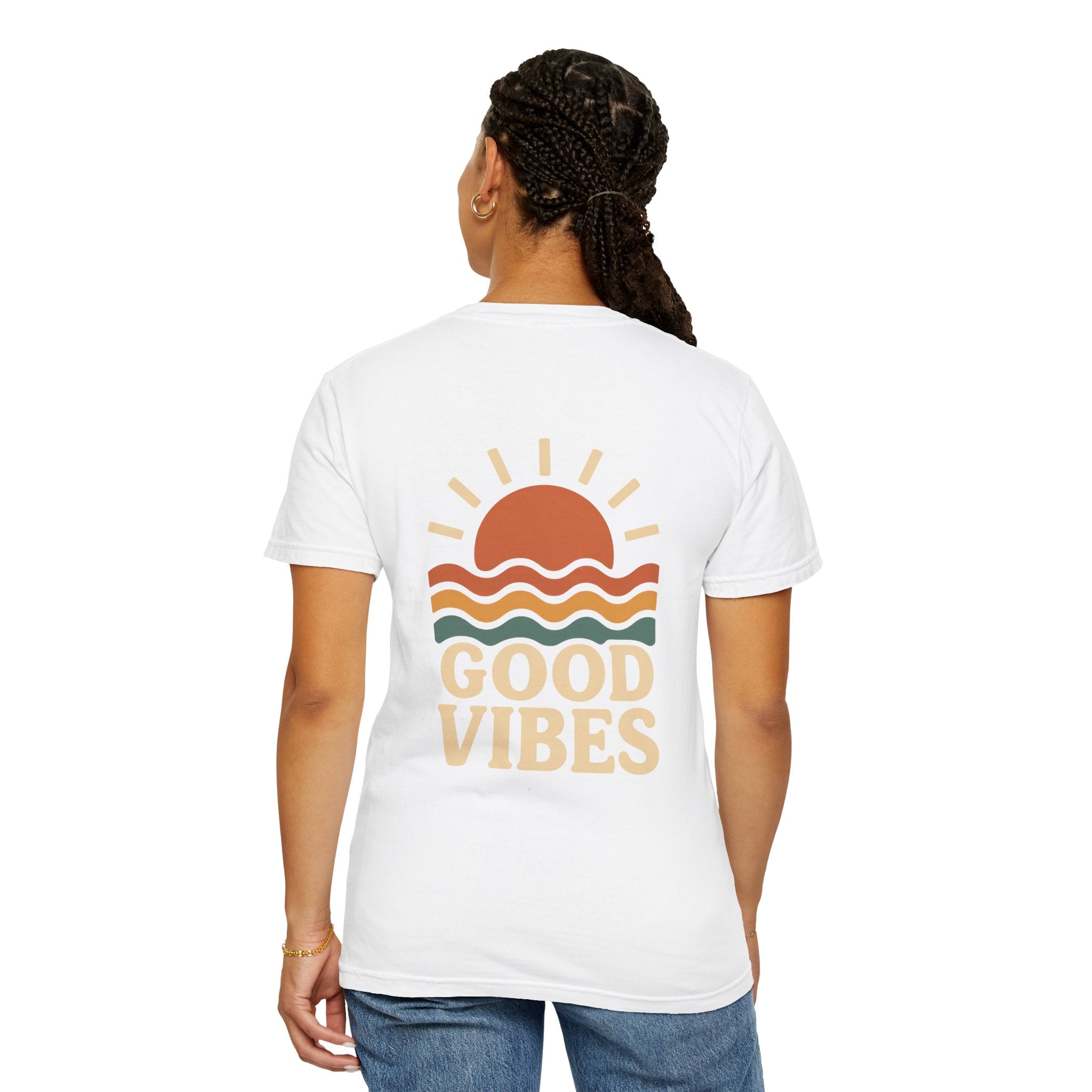 Unisex Garment-Dyed T-Shirt - Good Vibes Sunset Design