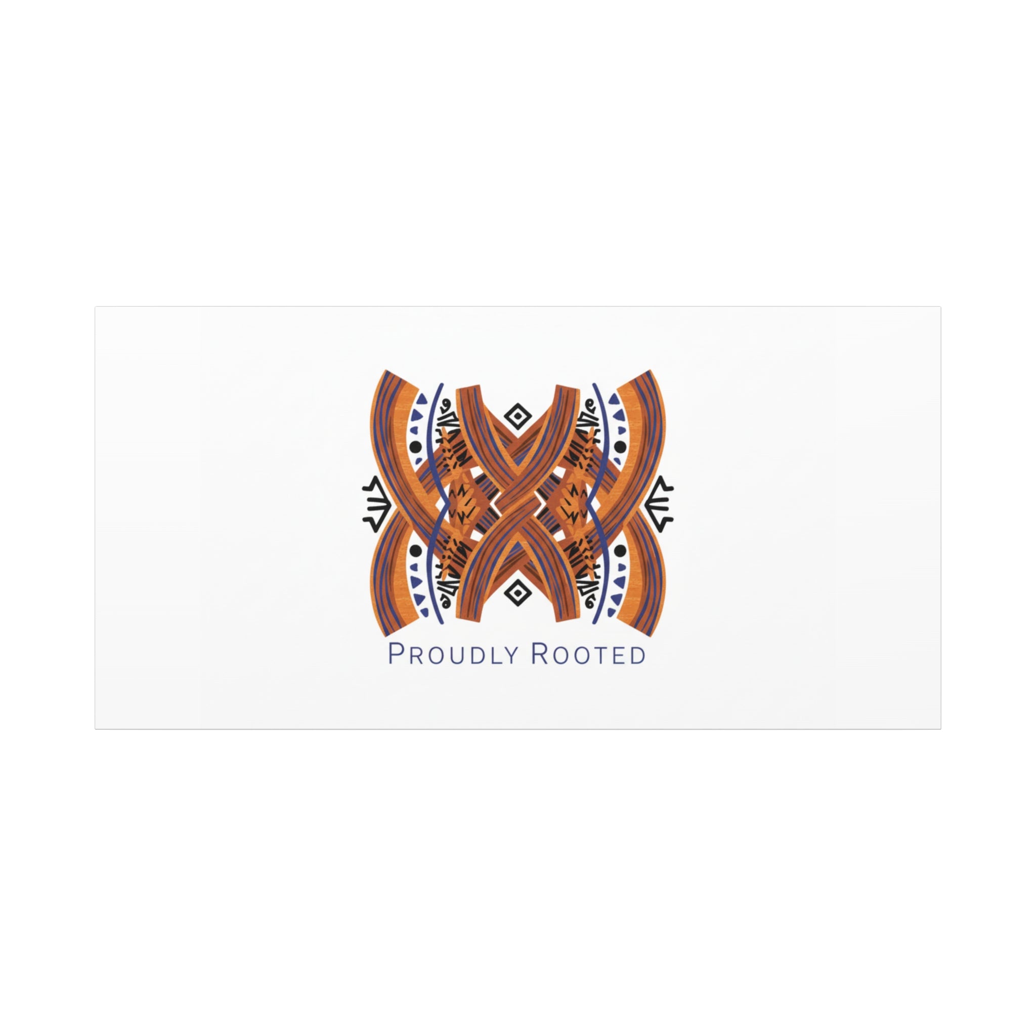 Mudcloth-Inspired Pattern "Proudly Rooted" Canvas | Afro-Bohemian, Indigo & Earth Tones