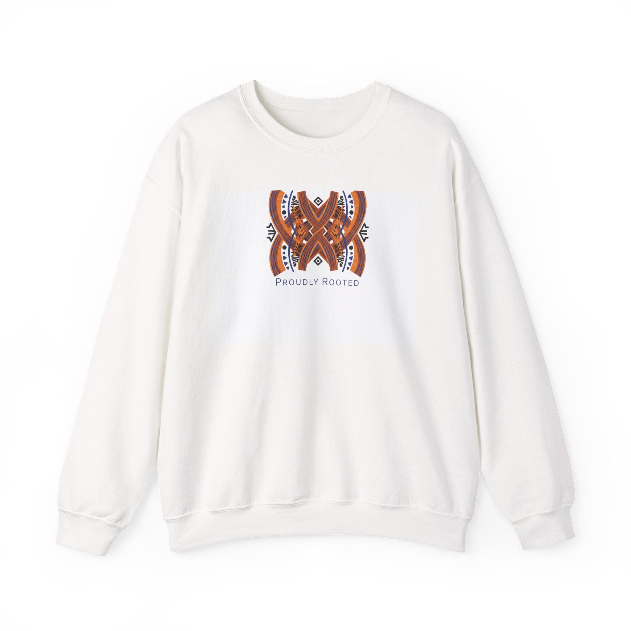 Mudcloth Inspired Motif Sweatshirt | Afro-Bohemian, indigo & ochre tribal pattern