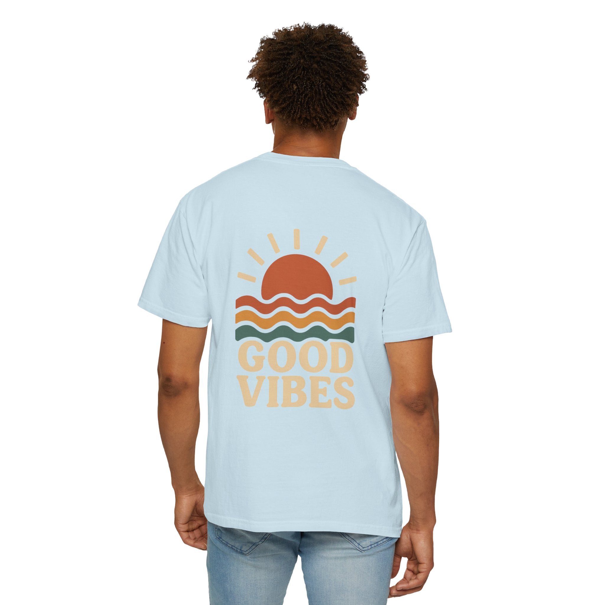 Unisex Garment-Dyed T-Shirt - Good Vibes Sunset Design