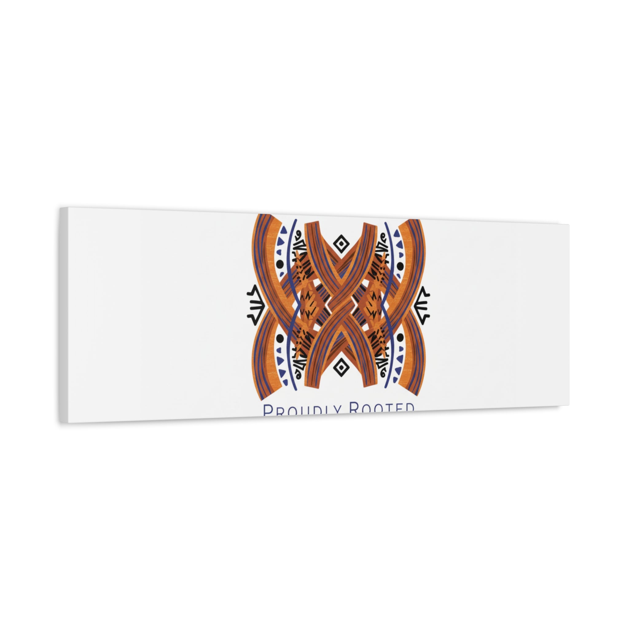 Mudcloth-Inspired Pattern "Proudly Rooted" Canvas | Afro-Bohemian, Indigo & Earth Tones