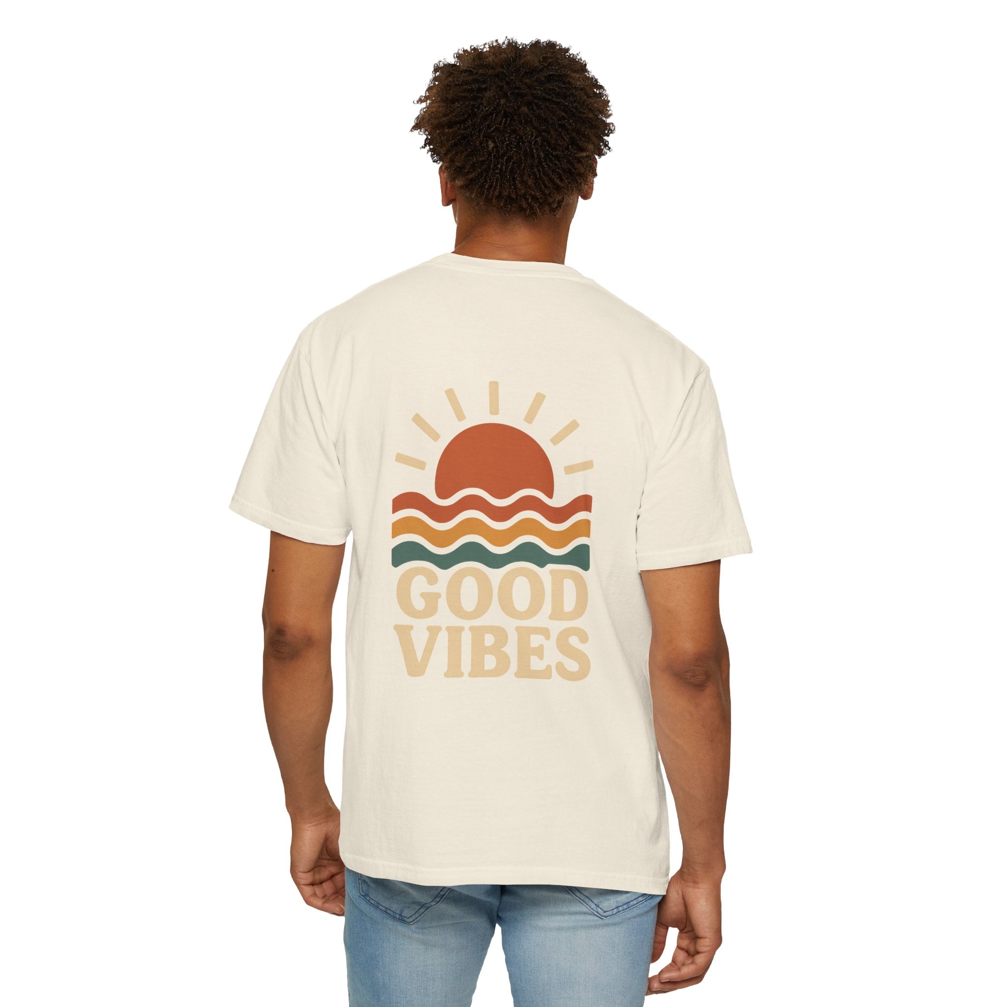 Unisex Garment-Dyed T-Shirt - Good Vibes Sunset Design