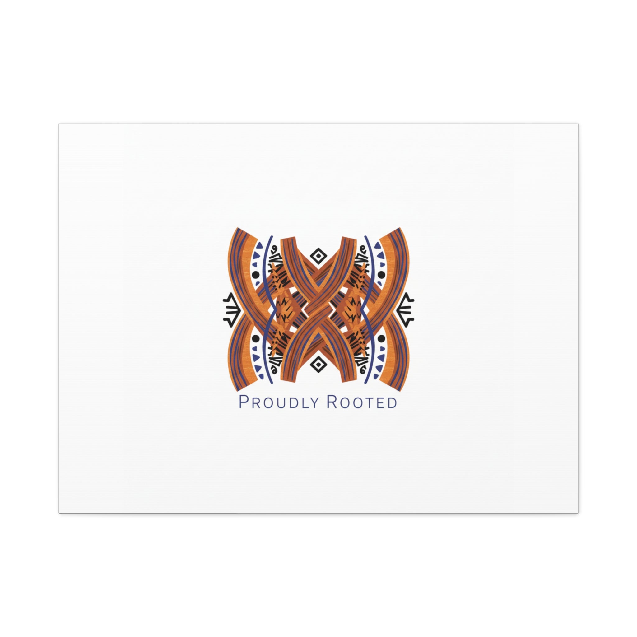 Mudcloth-Inspired Pattern "Proudly Rooted" Canvas | Afro-Bohemian, Indigo & Earth Tones