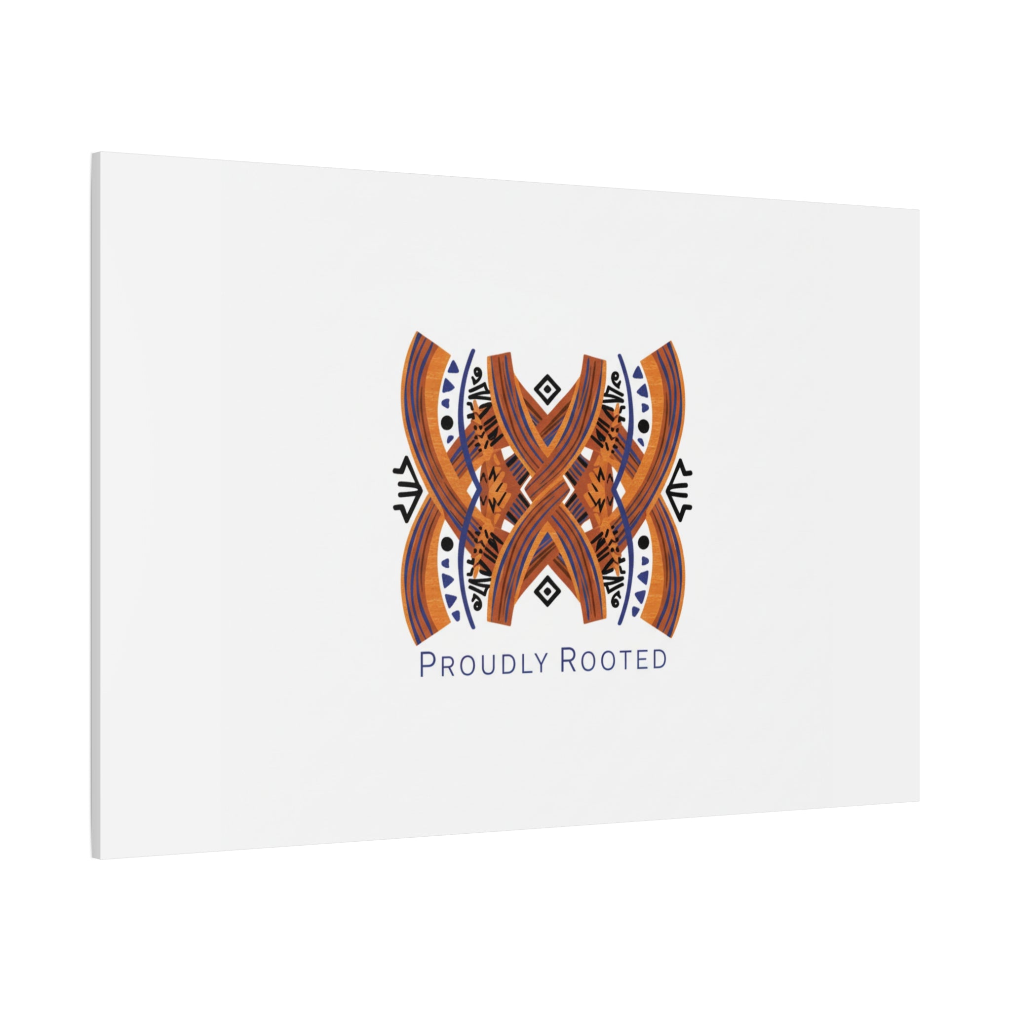 Mudcloth-Inspired Pattern "Proudly Rooted" Canvas | Afro-Bohemian, Indigo & Earth Tones