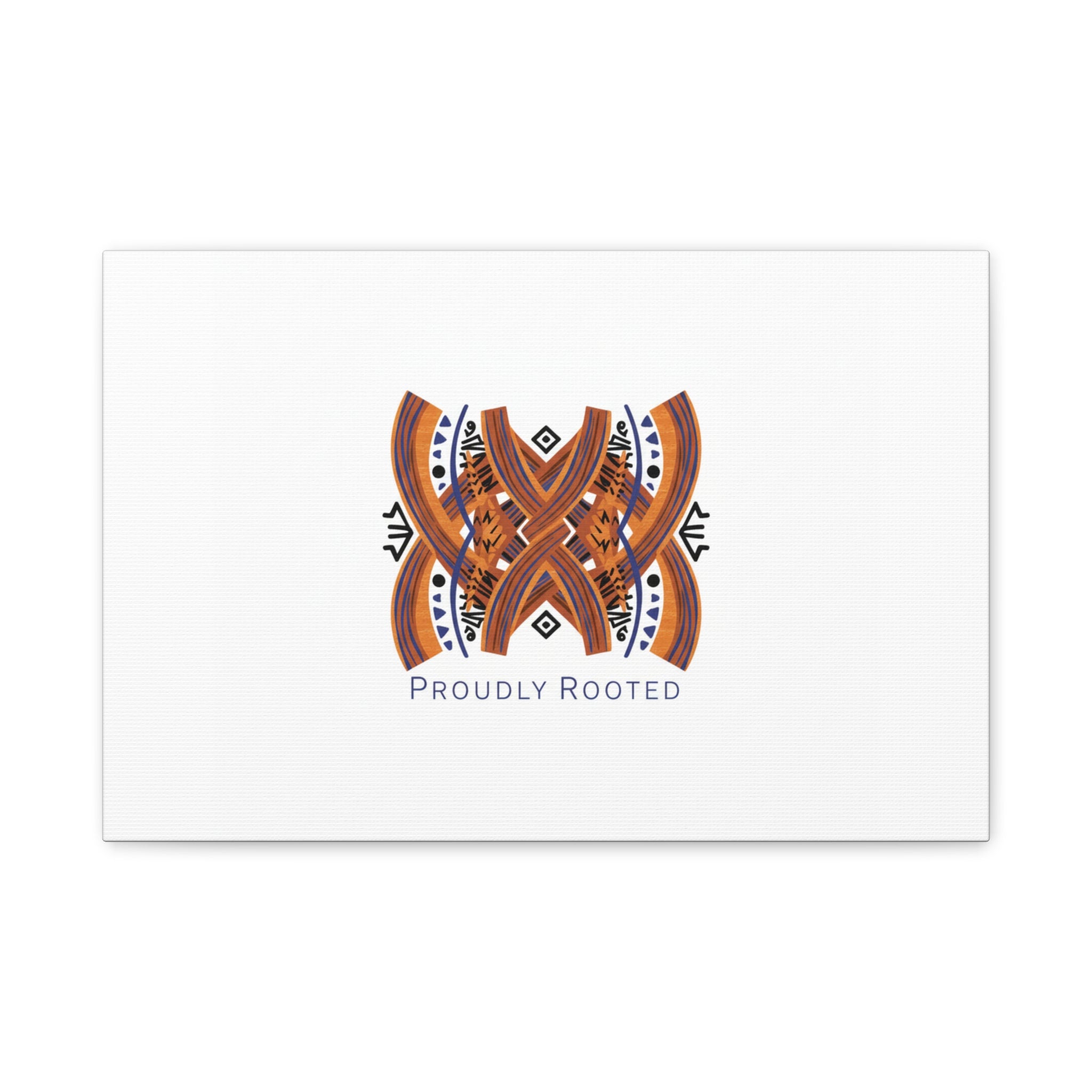 Mudcloth-Inspired Pattern "Proudly Rooted" Canvas | Afro-Bohemian, Indigo & Earth Tones