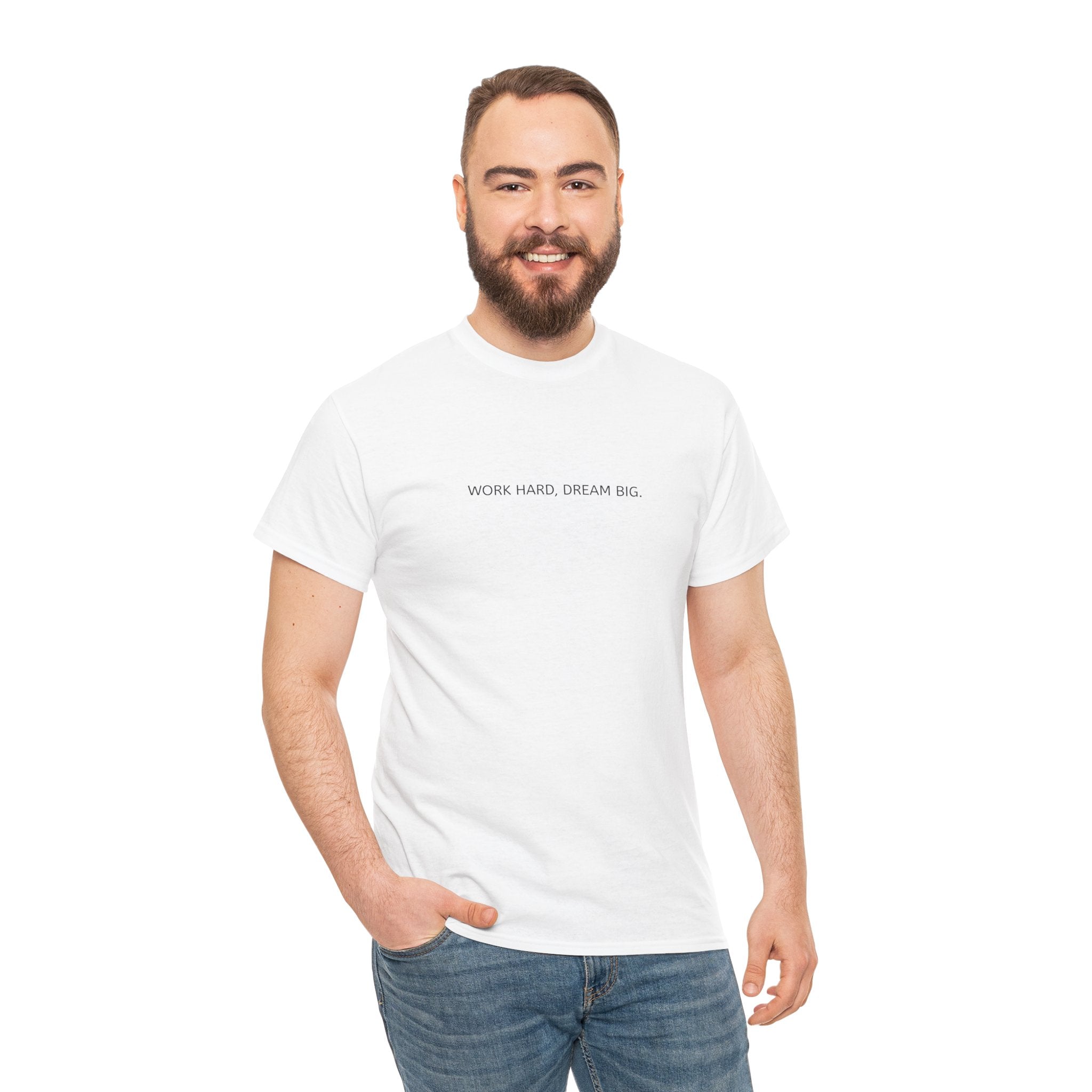 Motivational Unisex Heavy Cotton Tee - "WORK HARD, DREAM BIG"