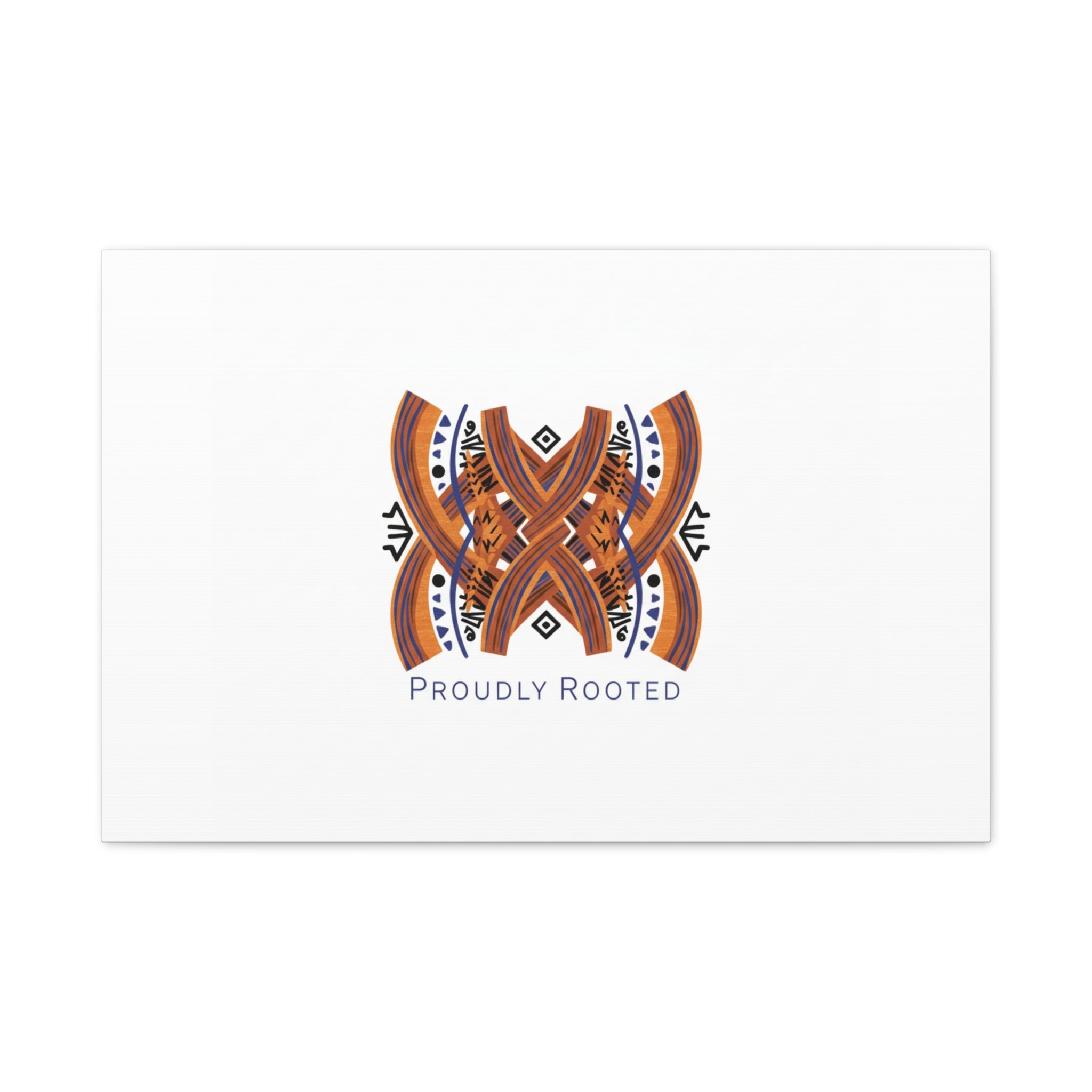 Mudcloth-Inspired Pattern "Proudly Rooted" Canvas | Afro-Bohemian, Indigo & Earth Tones