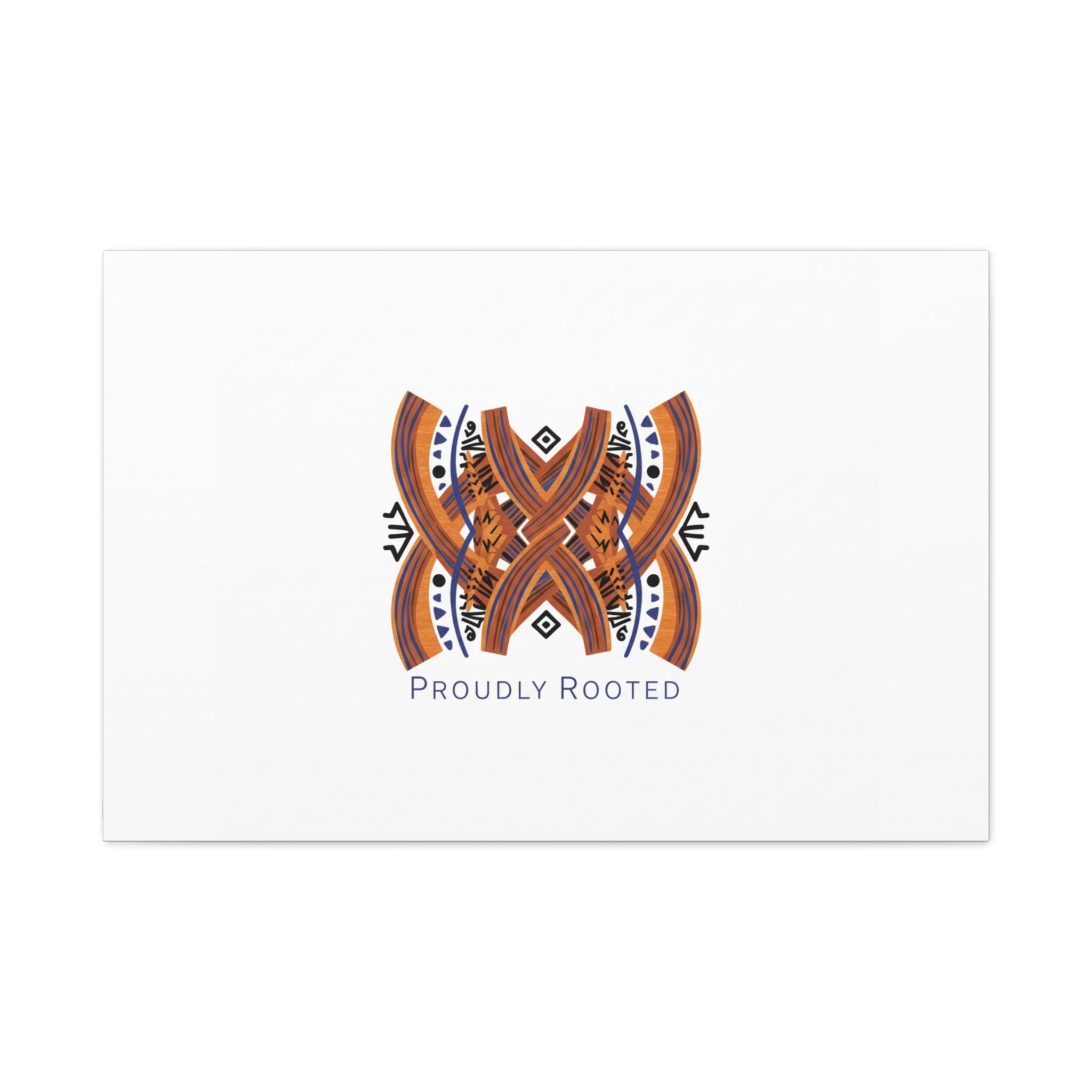 Mudcloth-Inspired Pattern "Proudly Rooted" Canvas | Afro-Bohemian, Indigo & Earth Tones