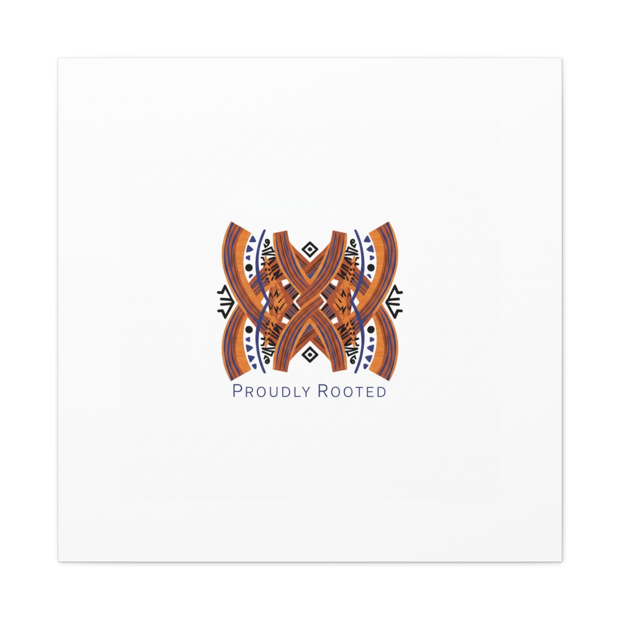 Mudcloth-Inspired Pattern "Proudly Rooted" Canvas | Afro-Bohemian, Indigo & Earth Tones