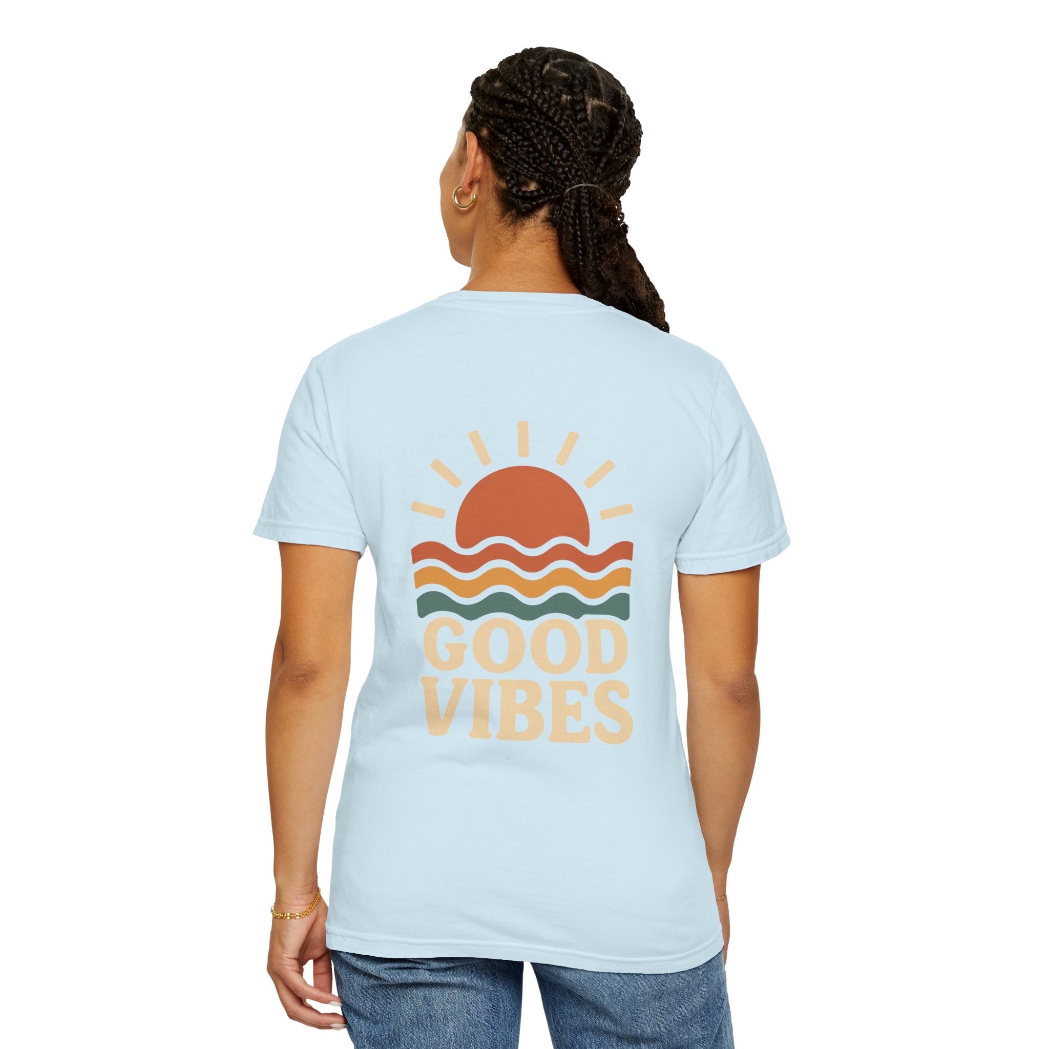 Unisex Garment-Dyed T-Shirt - Good Vibes Sunset Design
