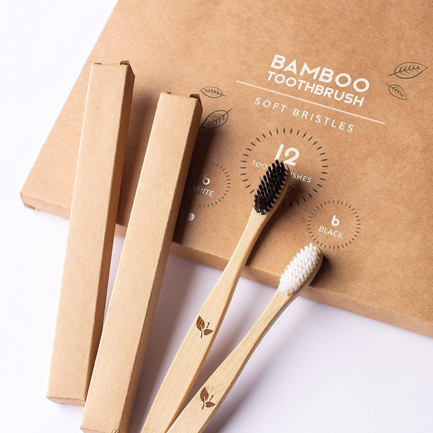 Eco-Friendly Bamboo Toothbrush | Natural Charcoal & Soft Color Bristles