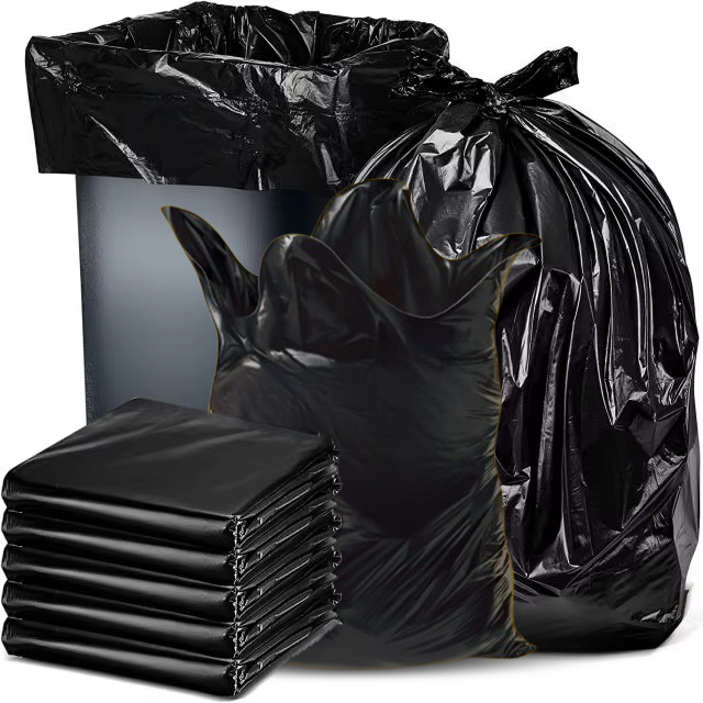 Biodegradable Black Industrial Trash Bags on Rolls | 8 to 95 Gallon Outdoor Refuse Sacks