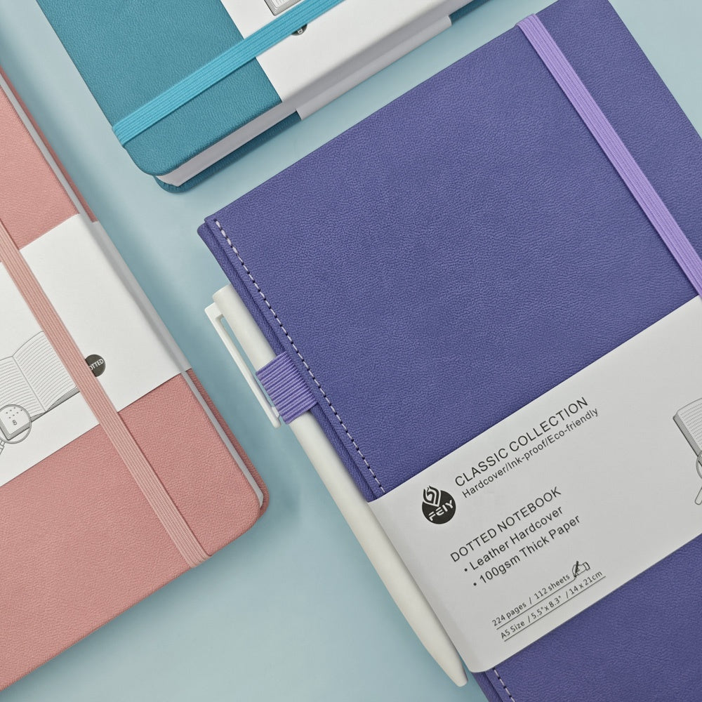 A4 Leather Notebook Gift Set | Personalized PU Meeting Journal for Students