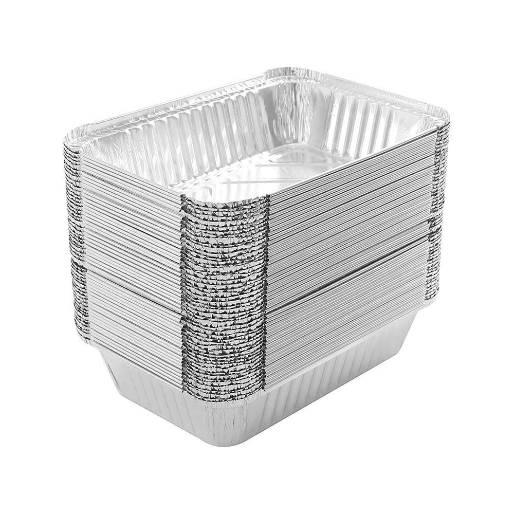 50 100 200 Pack Wholesale Silver Thickened Disposable Aluminum Foil Takeaway Food Containers | Durable Food Packaging Trays with Lids