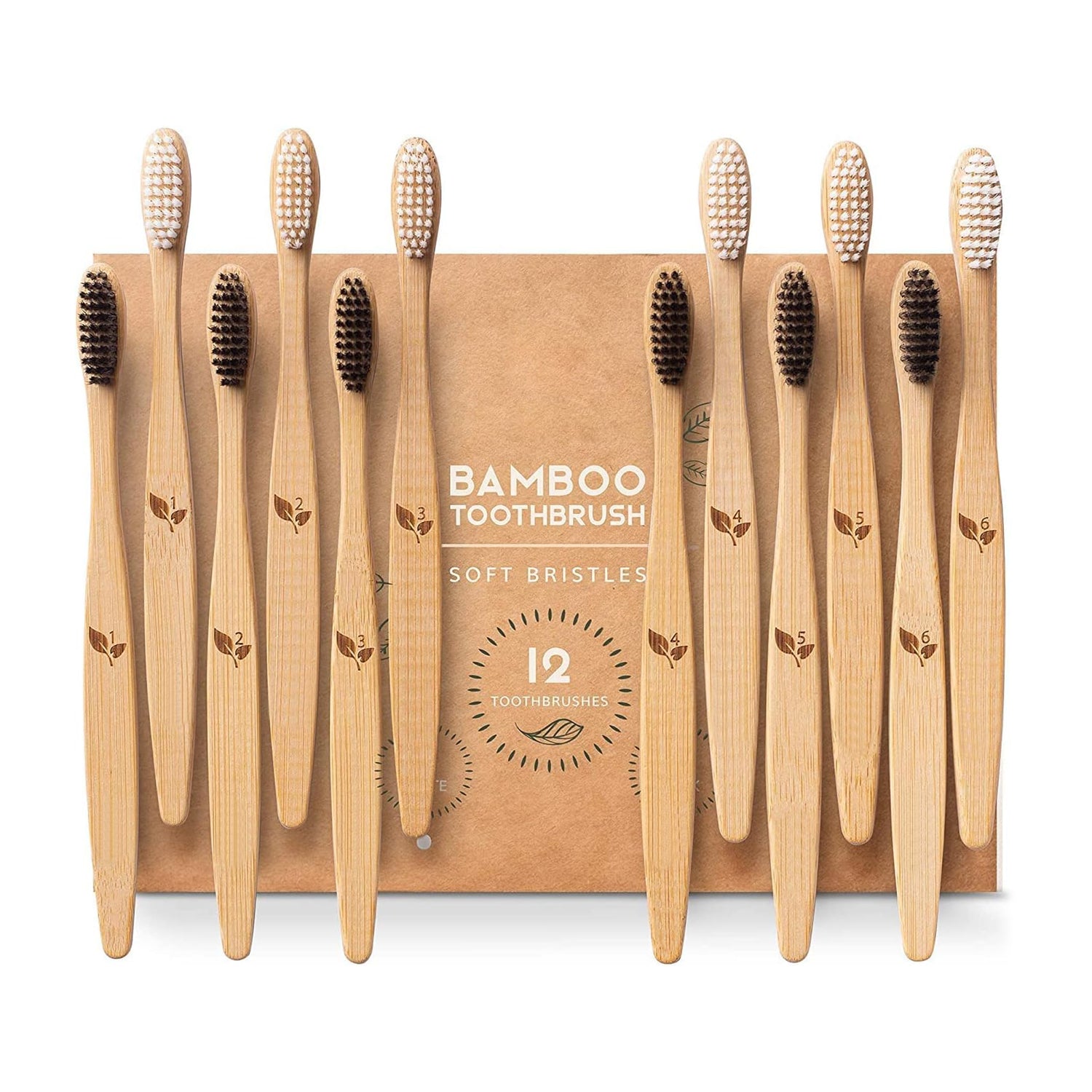 Eco-Friendly Bamboo Toothbrush | Natural Charcoal & Soft Color Bristles