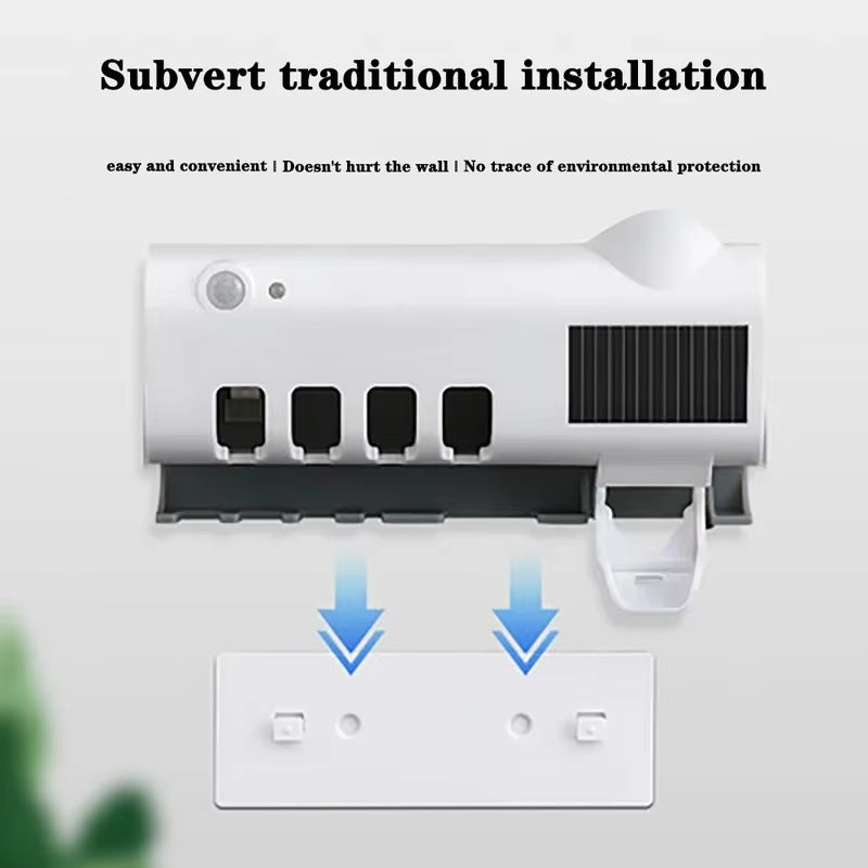 Automatic Toothpaste Dispenser & Toothbrush Holder | Wall Mounted, No-Drill