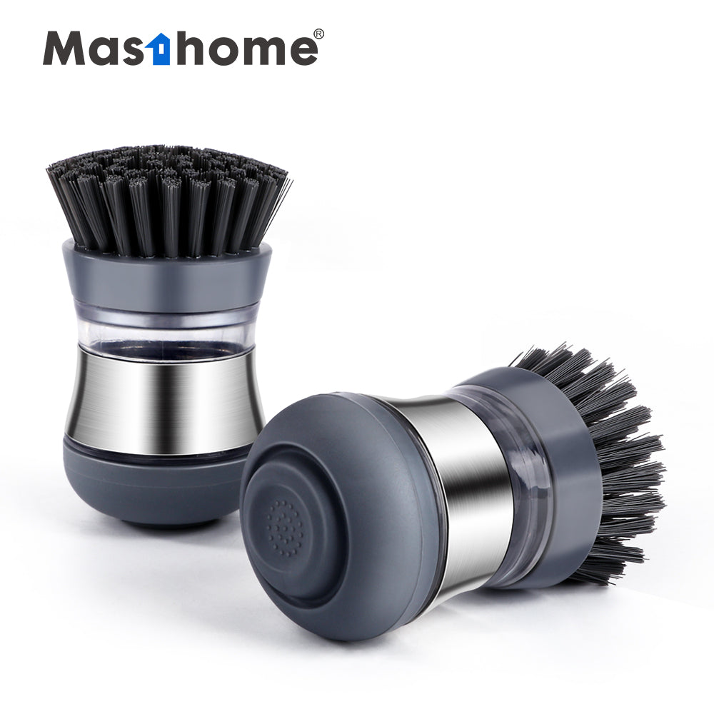 Masthome Soap Dispensing Dish Scrubber Brush | Stainless Steel Palm Design