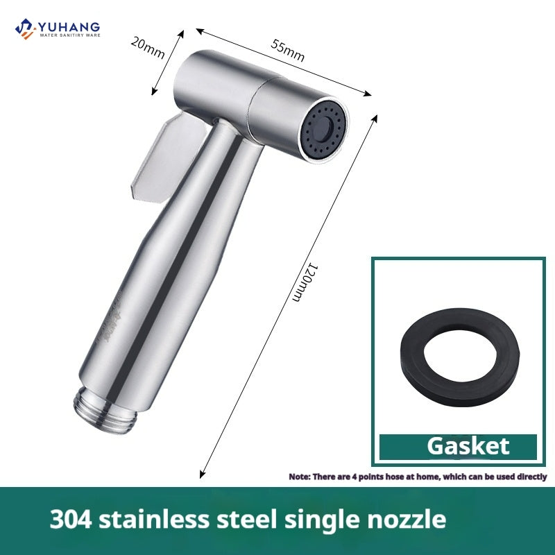 Brushed Stainless Steel Wall-Mounted Bidet Sprayer – Handheld Toilet Shattaf, Easy Install