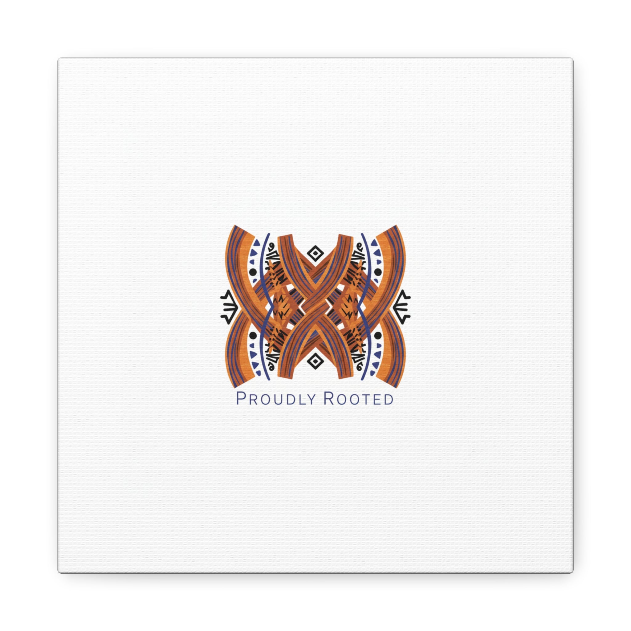 Mudcloth-Inspired Pattern "Proudly Rooted" Canvas | Afro-Bohemian, Indigo & Earth Tones
