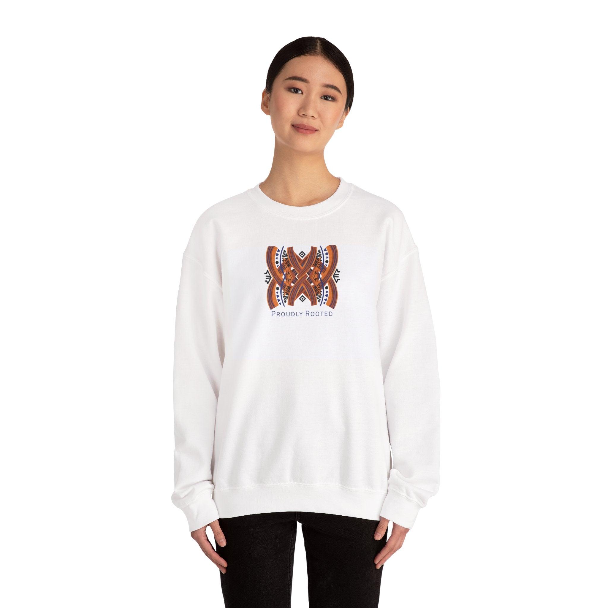 Mudcloth Inspired Motif Sweatshirt | Afro-Bohemian, indigo & ochre tribal pattern
