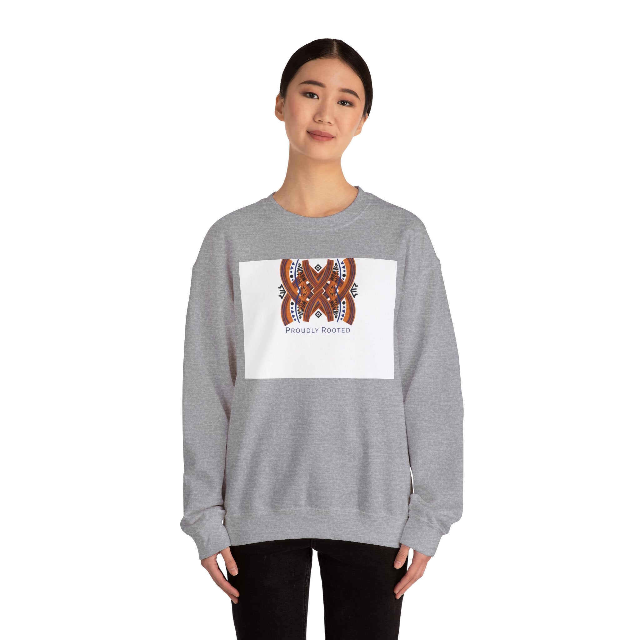 Mudcloth Inspired Motif Sweatshirt | Afro-Bohemian, indigo & ochre tribal pattern