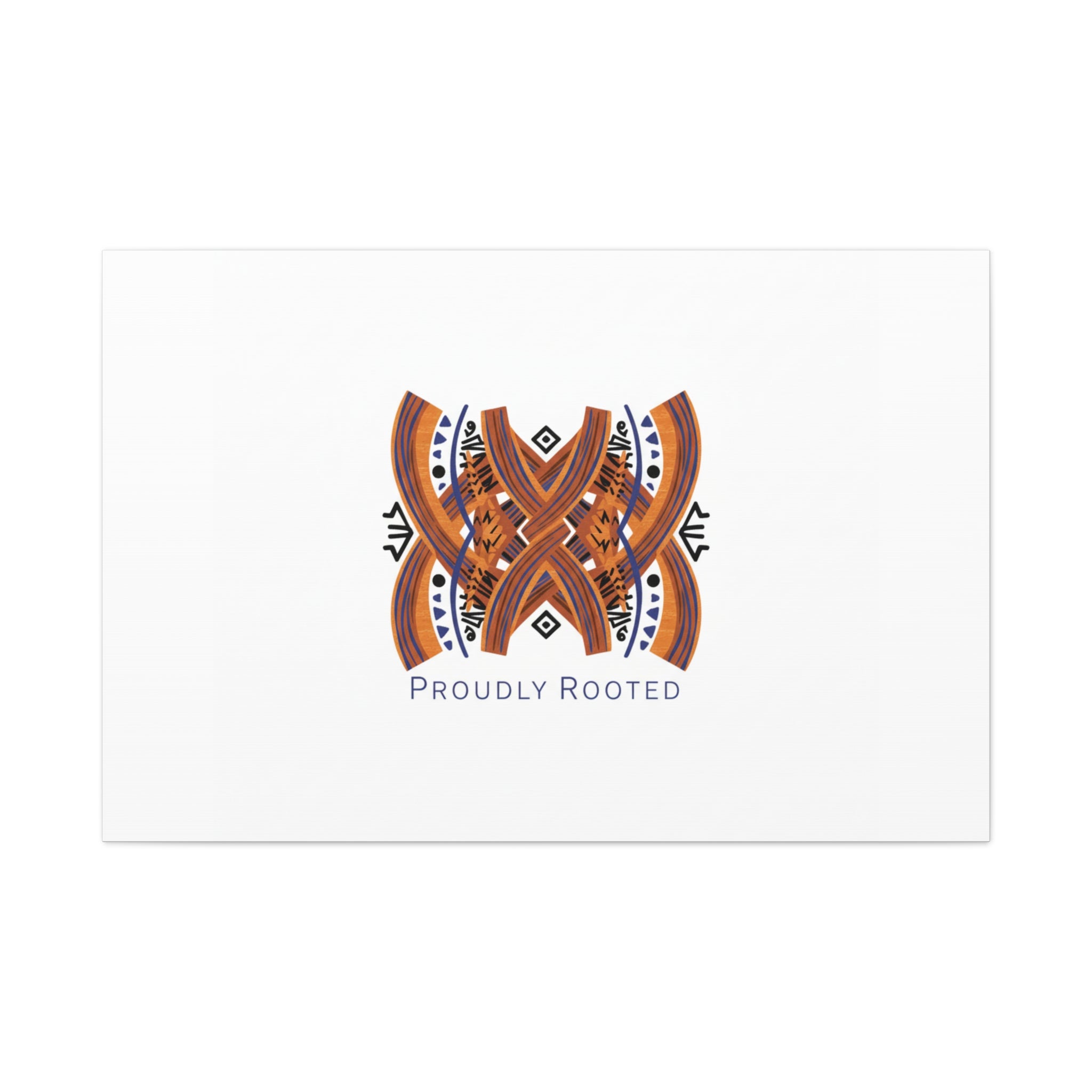 Mudcloth-Inspired Pattern "Proudly Rooted" Canvas | Afro-Bohemian, Indigo & Earth Tones